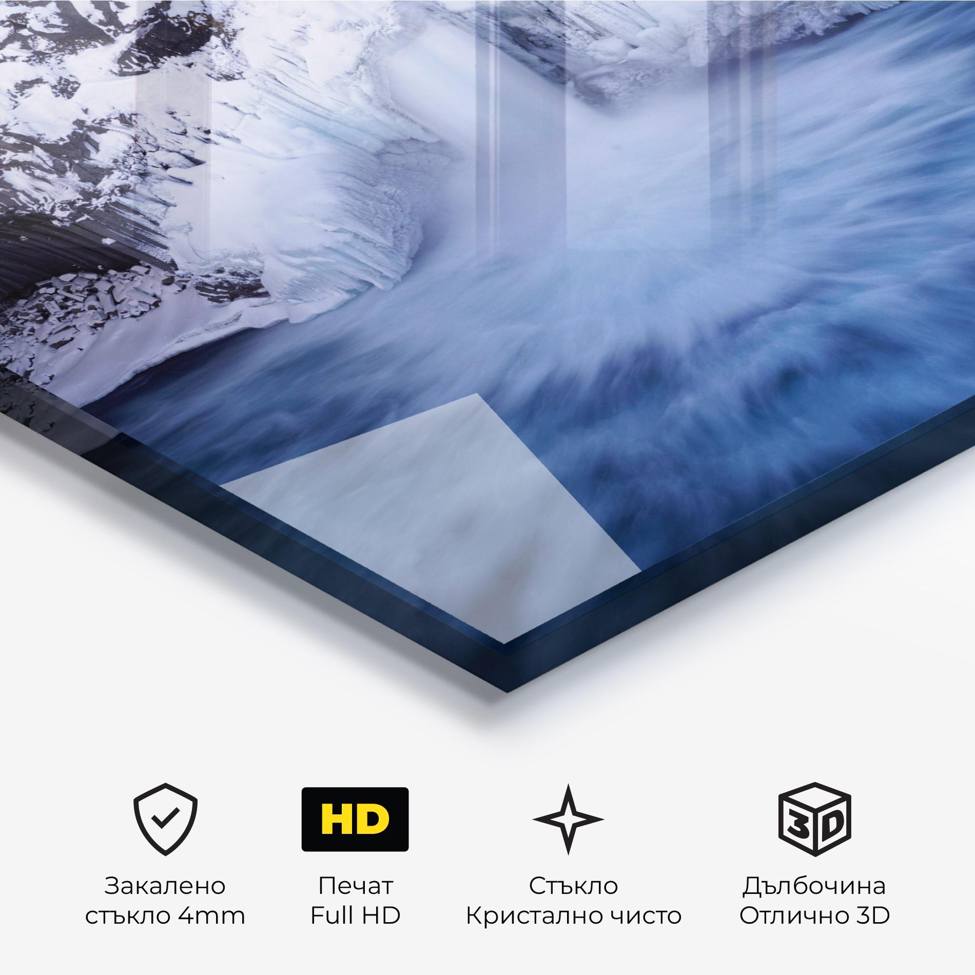 Стъклена картина Snow Waterfall mockup 3