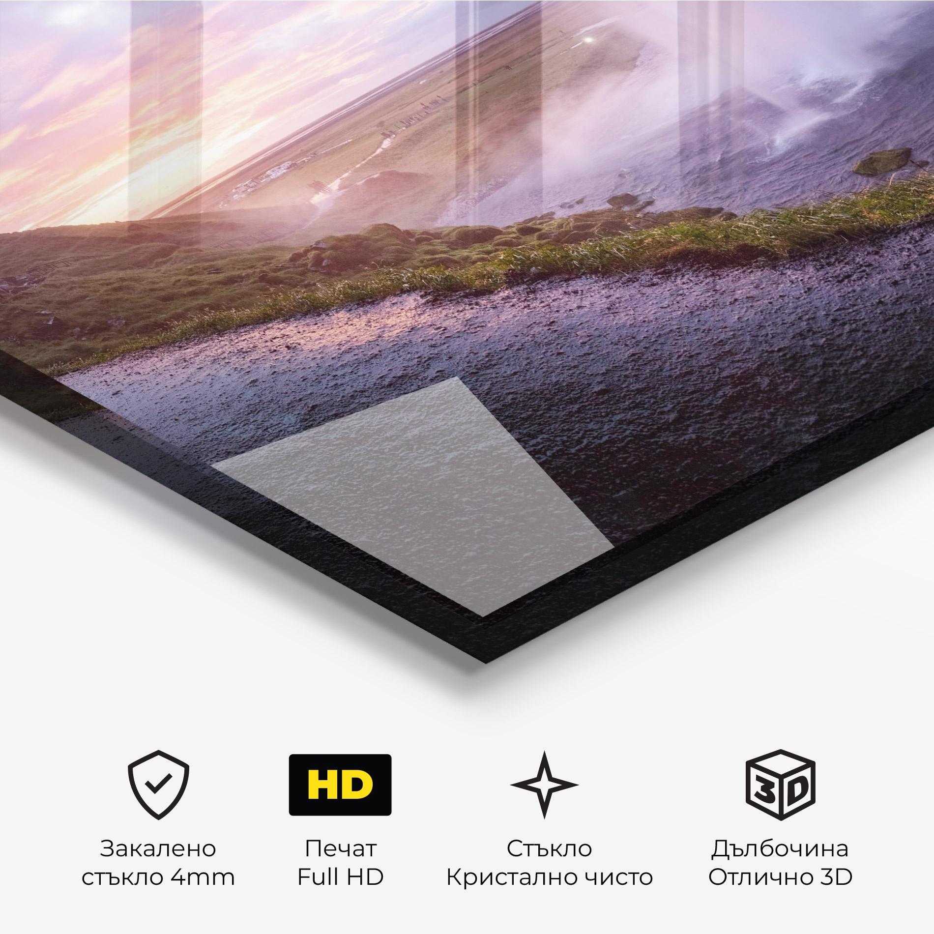 Стъклена картина Waterfall From Cave View mockup 3