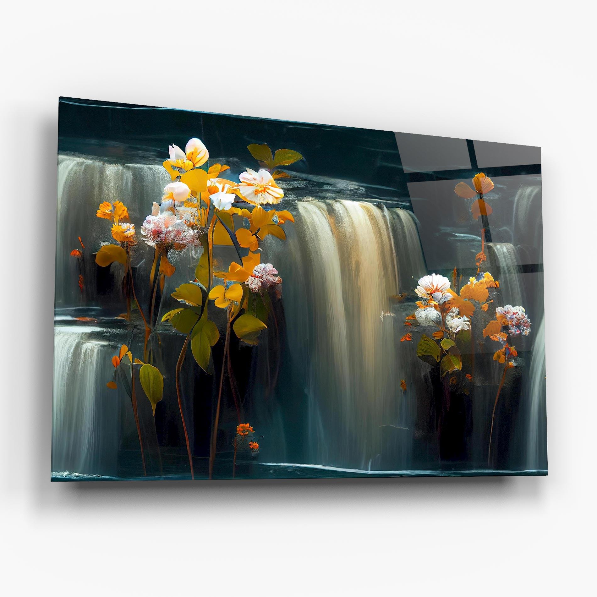 Стъклена картина Flowers Waterfall mockup 6