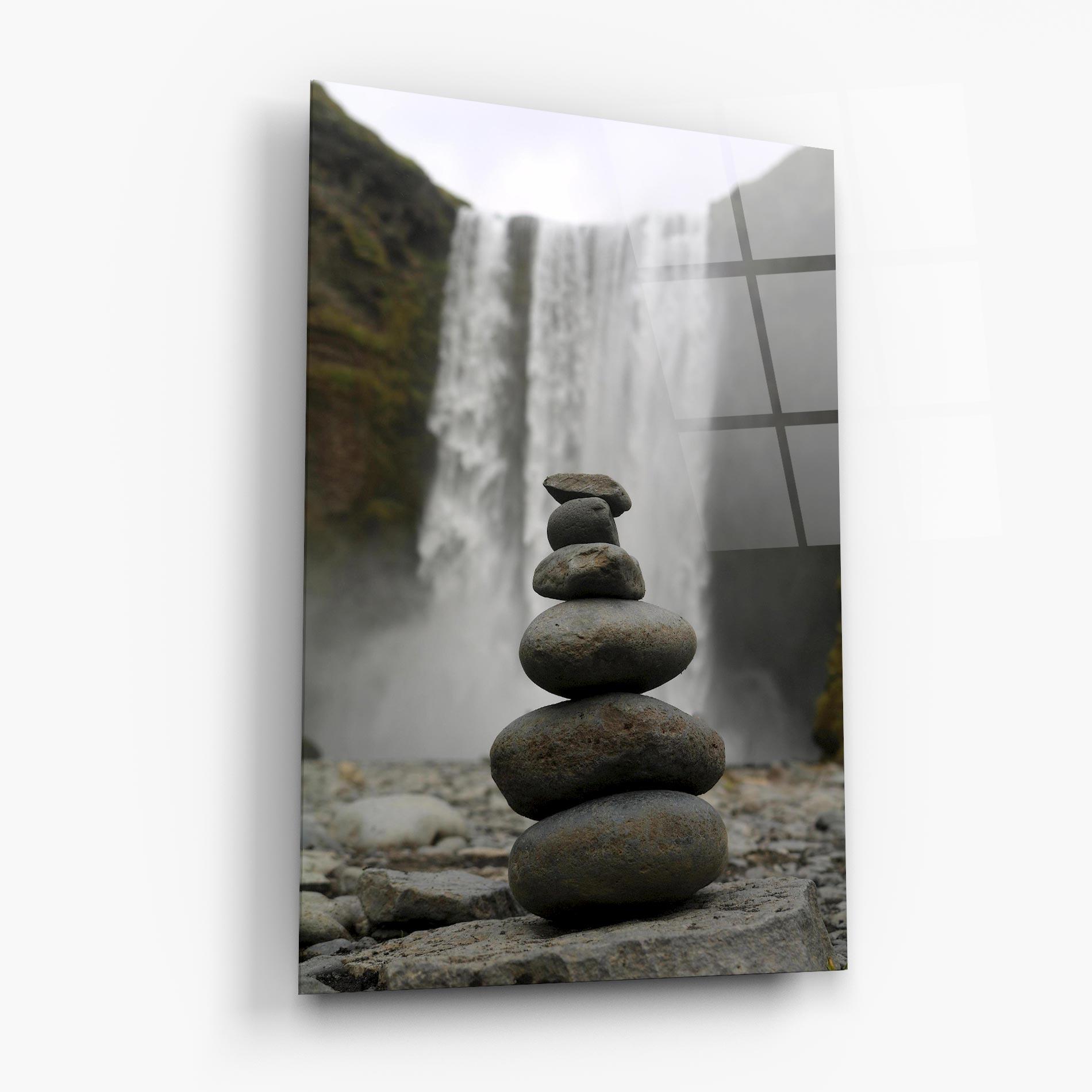 Стъклена картина Balanced Rocks Waterfall mockup 6