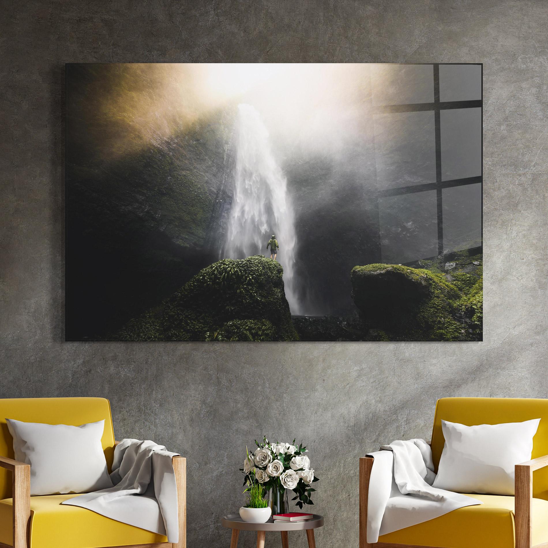 Стъклена картина Green Man Waterfall mockup 4