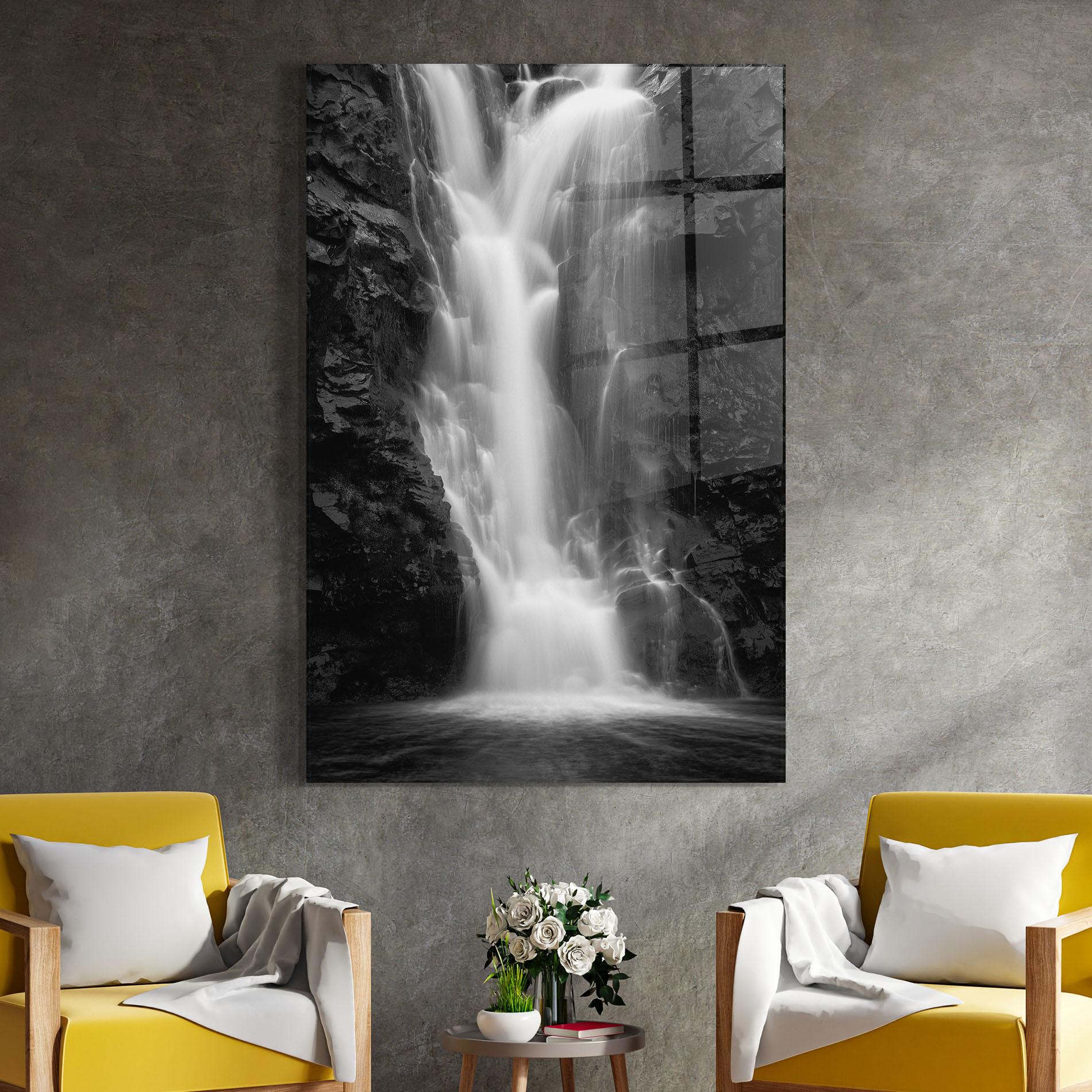 Стъклена картина Black Rock Waterfall View mockup 4