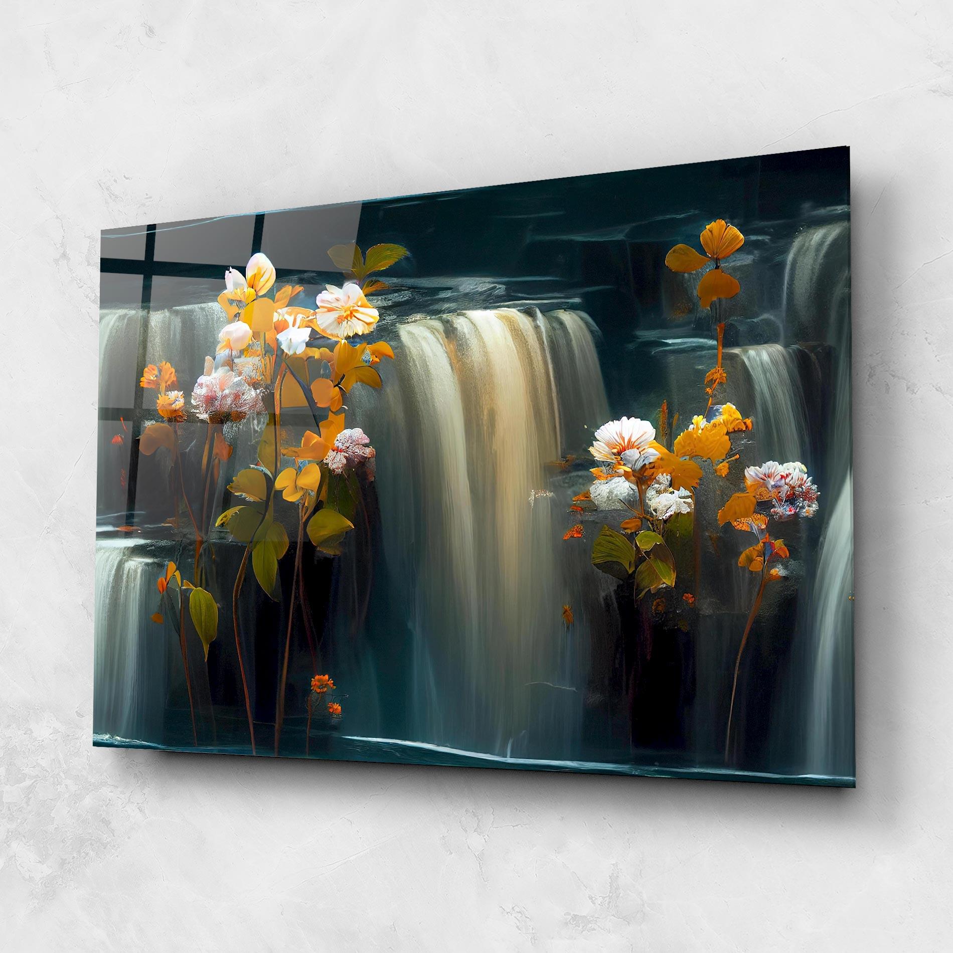 Стъклена картина Flowers Waterfall mockup 1