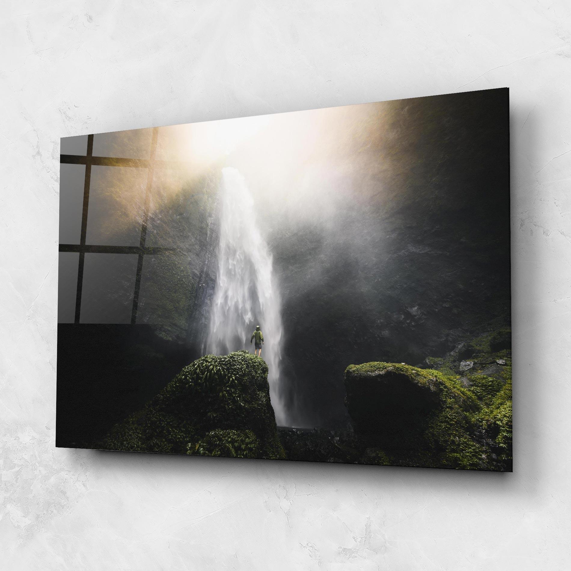 Стъклена картина Green Man Waterfall mockup 1