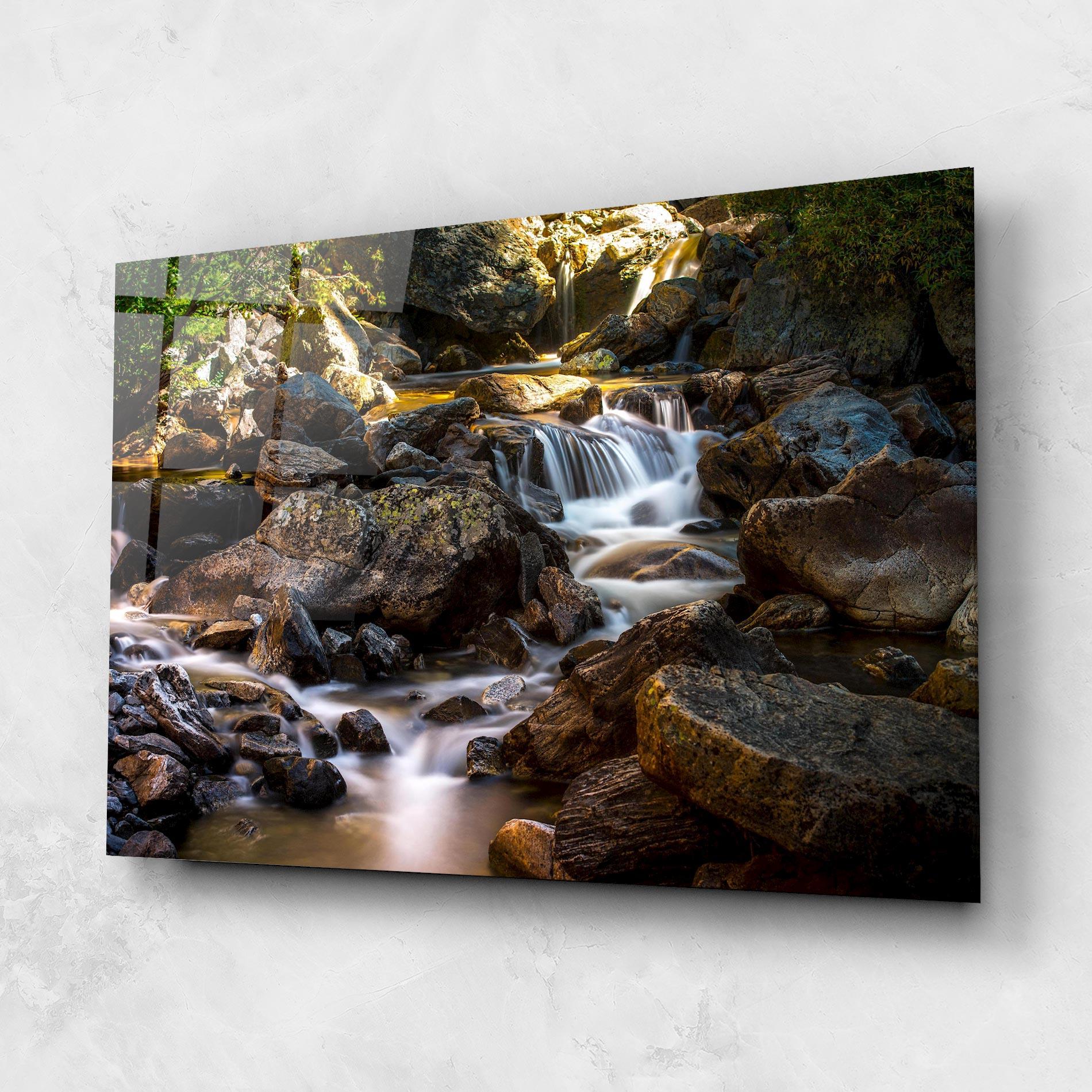 Стъклена картина Nature Rocks Waterfall mockup 1