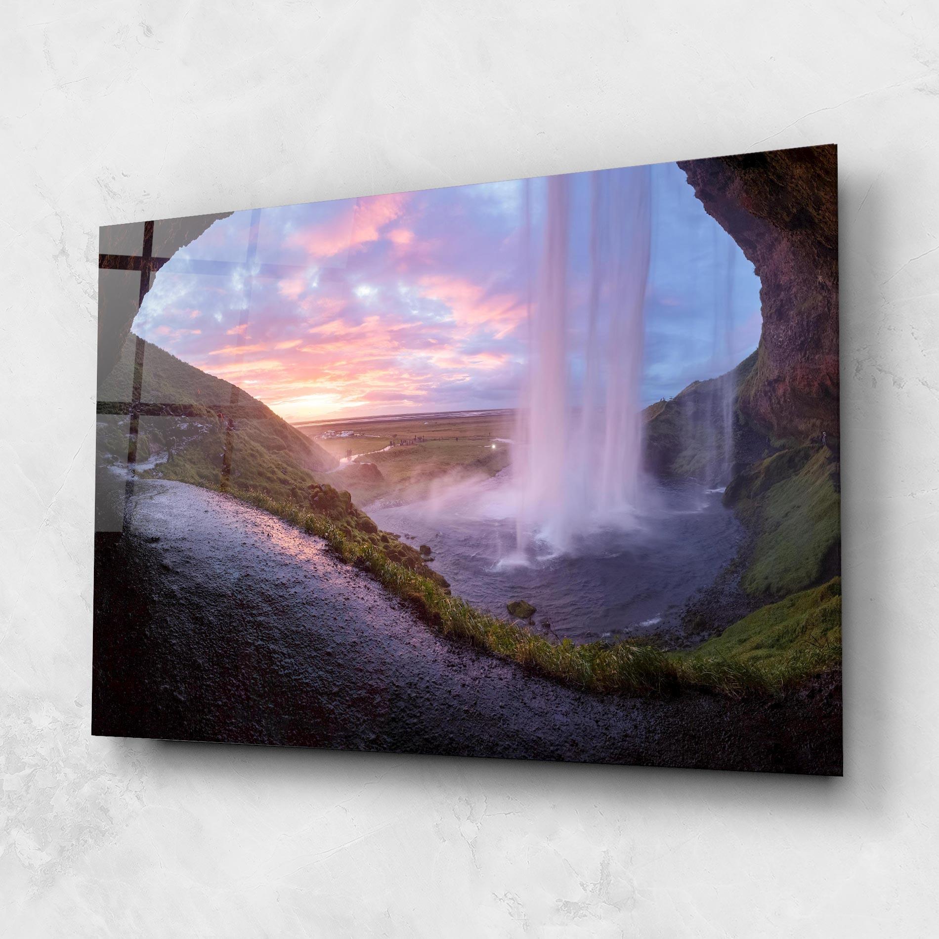 Стъклена картина Waterfall From Cave View mockup 1