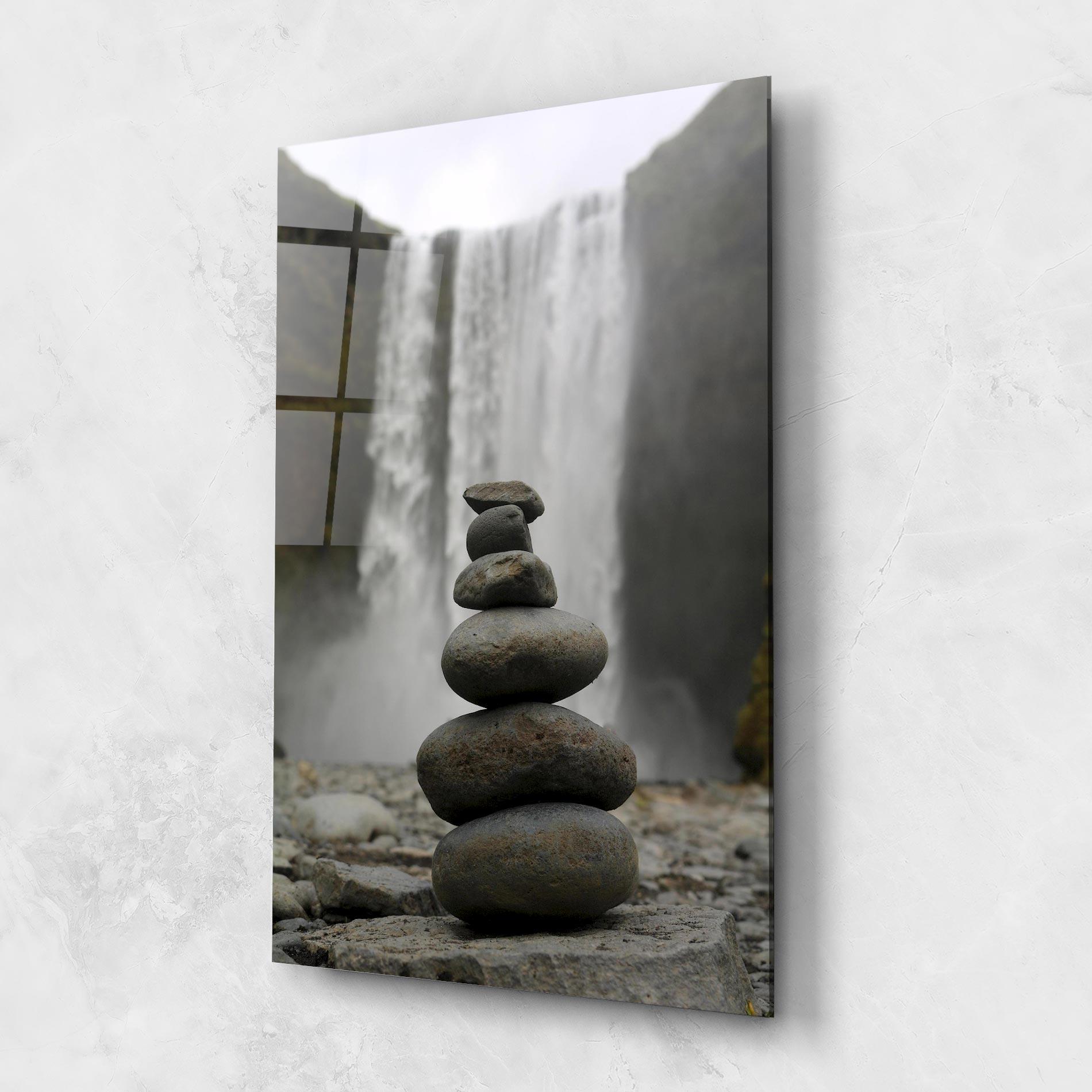Стъклена картина Balanced Rocks Waterfall mockup 1