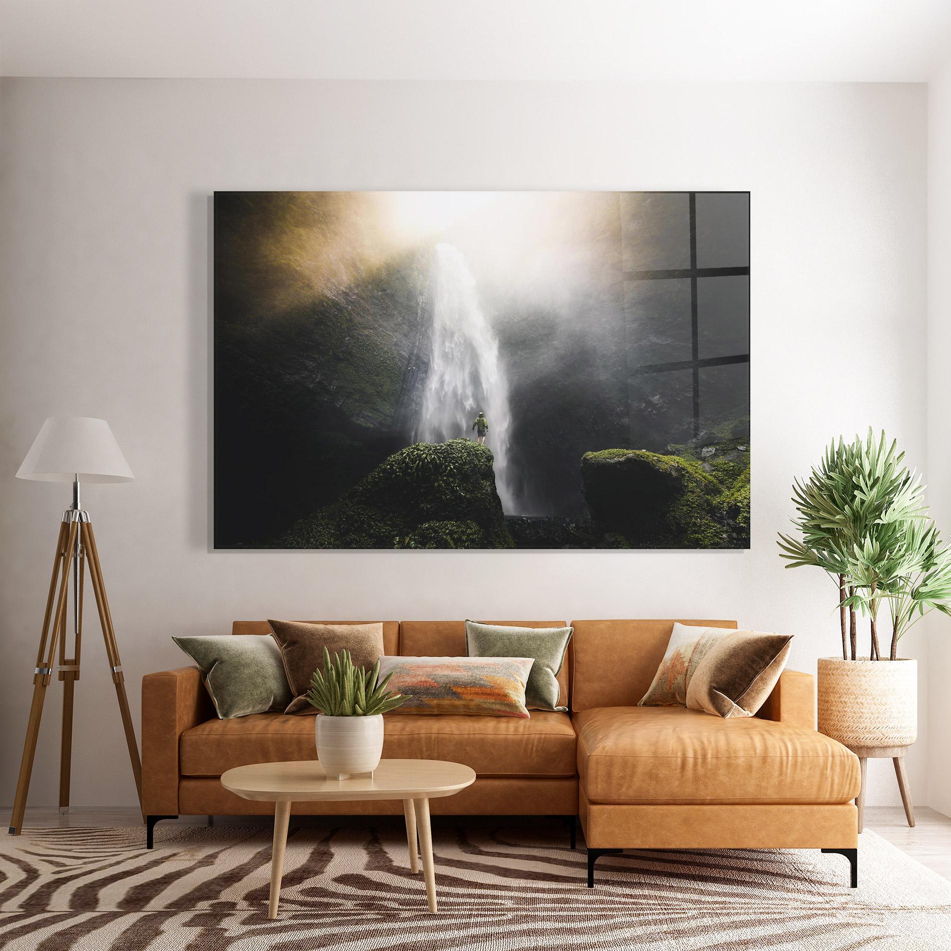 Стъклена картина Green Man Waterfall mockup 7