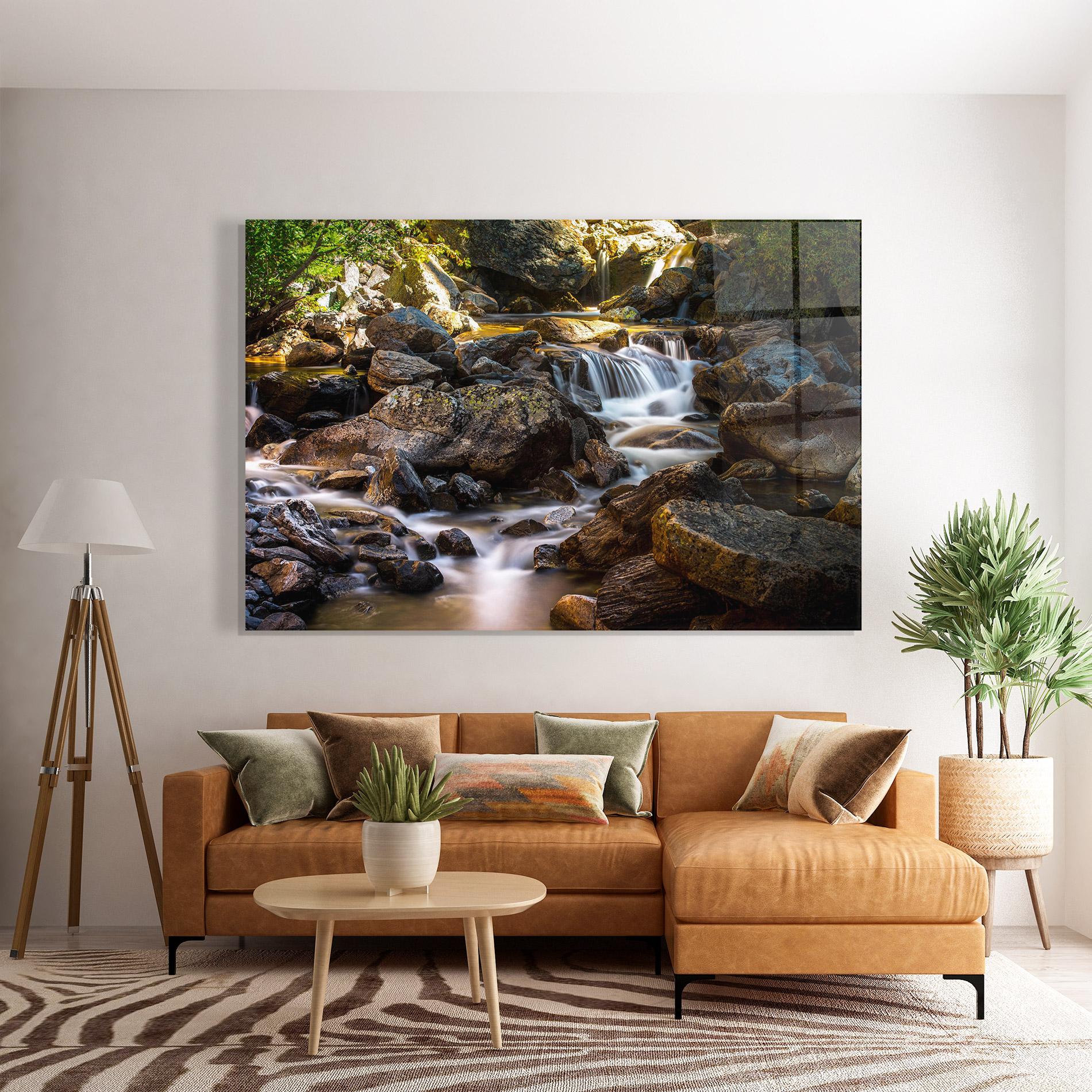 Стъклена картина Nature Rocks Waterfall mockup 7