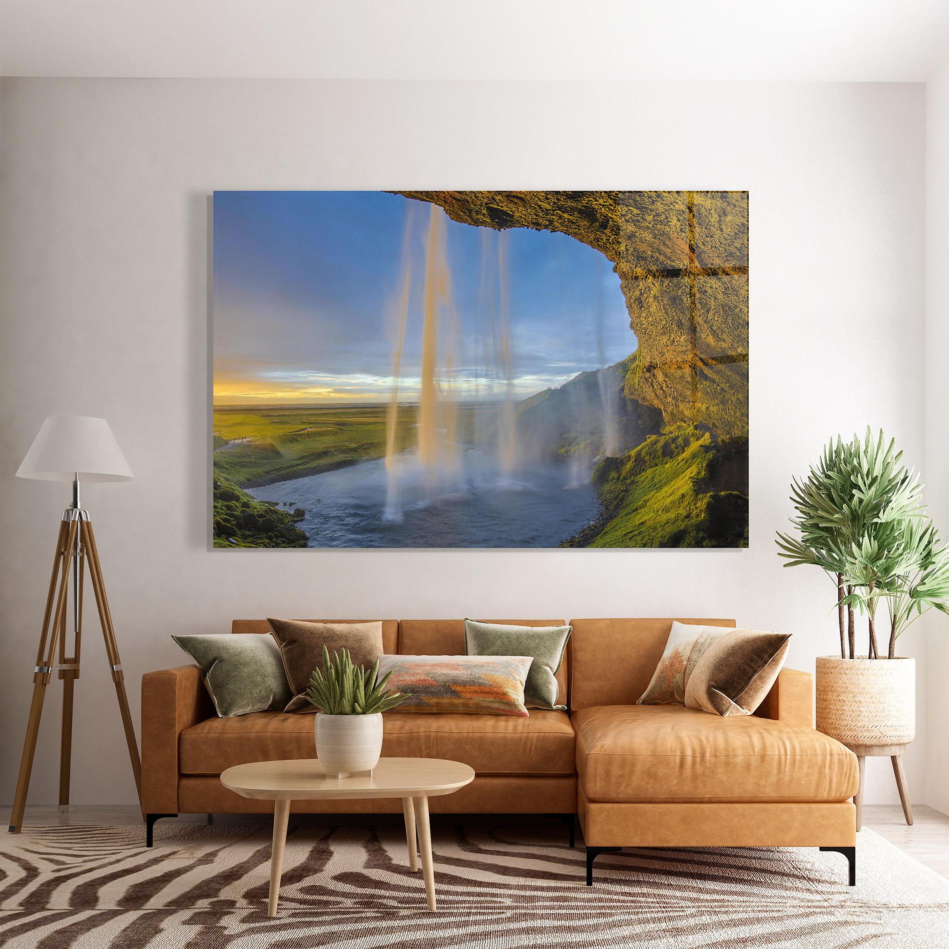 Стъклена картина Orange Waterfall mockup 7