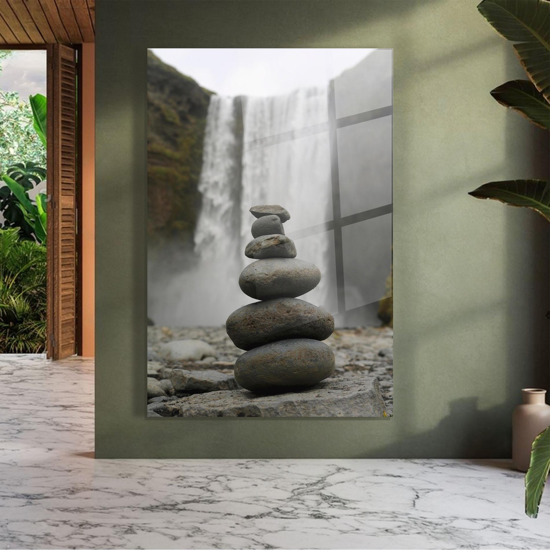 Стъклена картина Balanced Rocks Waterfall mockup 7