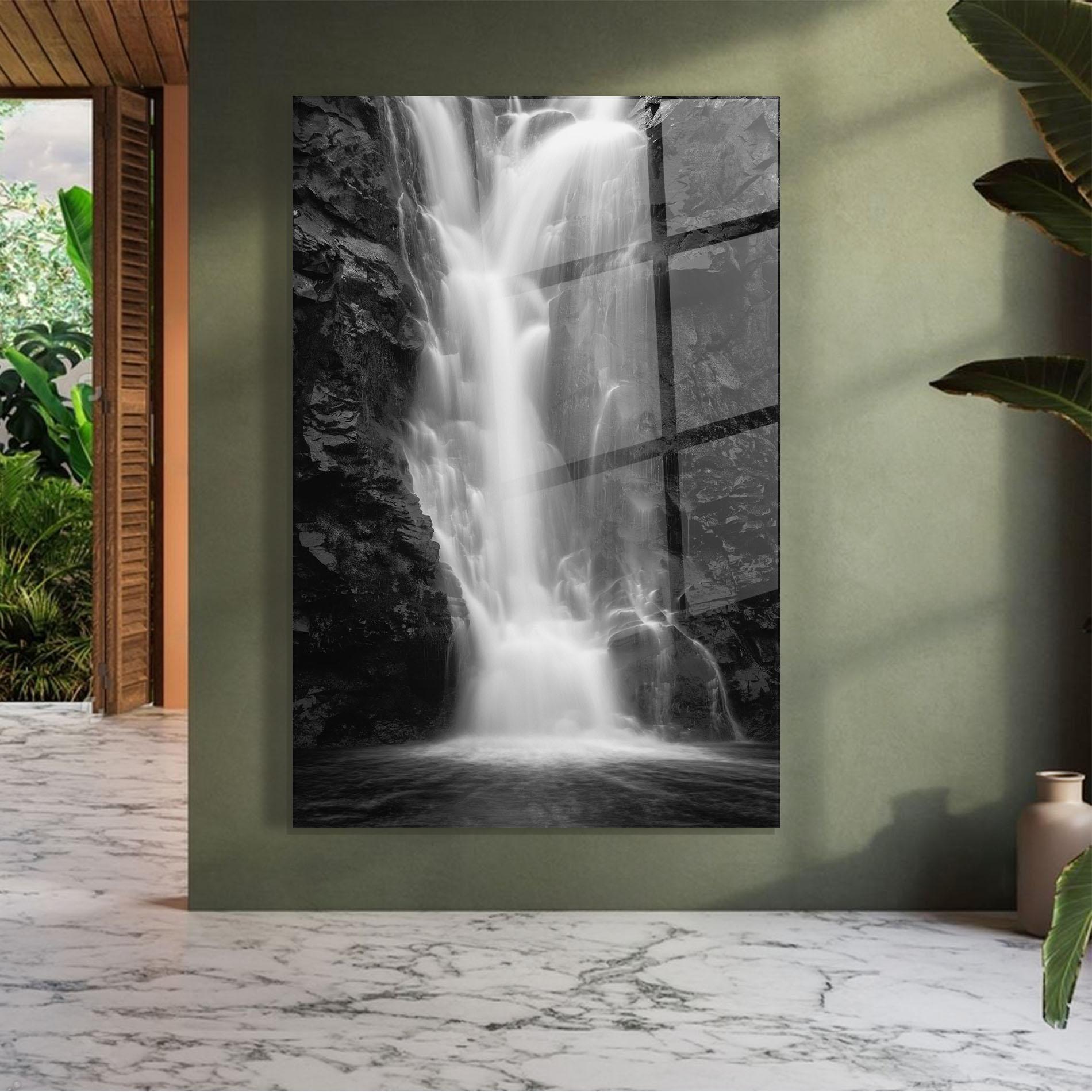 Стъклена картина Black Rock Waterfall View mockup 7