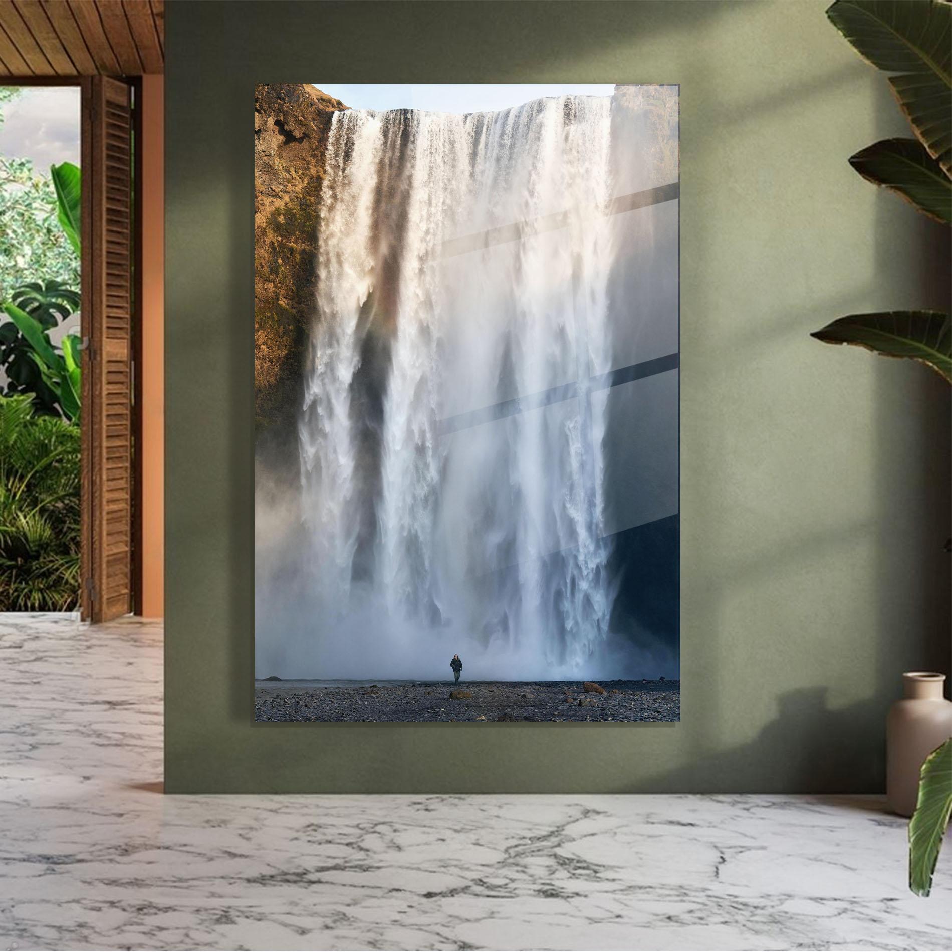 Стъклена картина Small Man Waterfall mockup 7