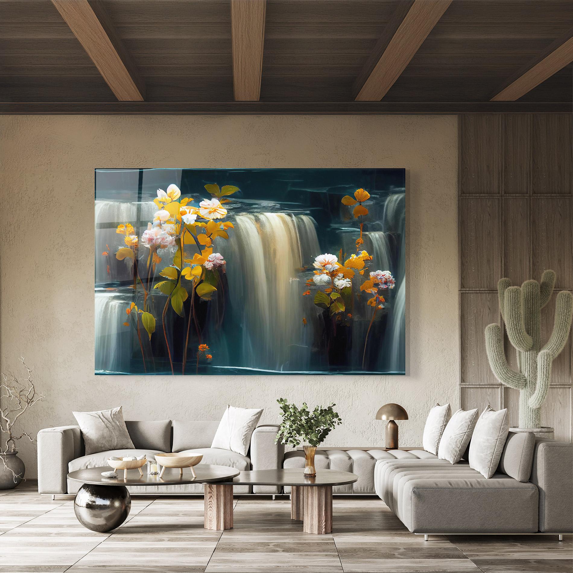 Стъклена картина Flowers Waterfall mockup 8