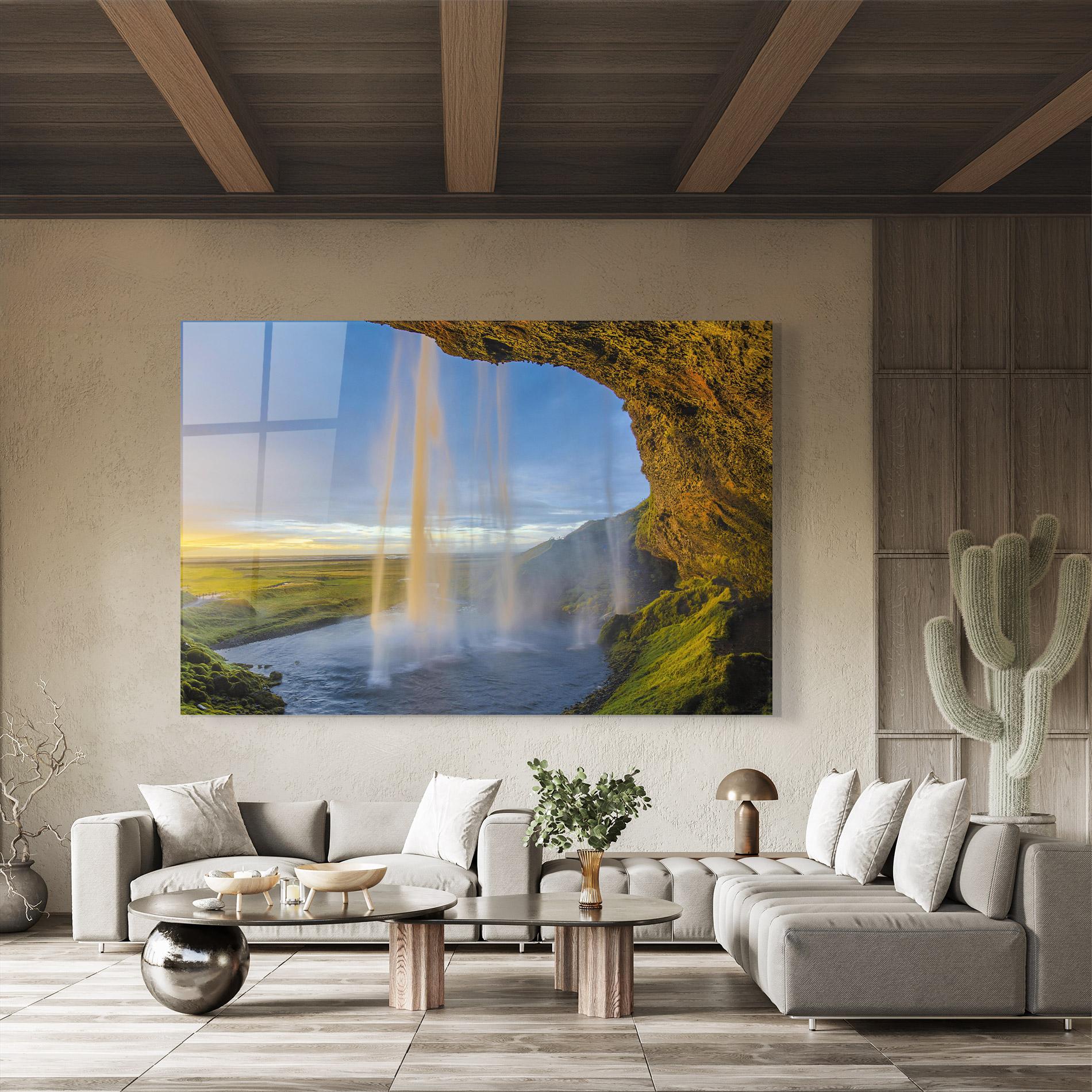 Стъклена картина Orange Waterfall mockup 8