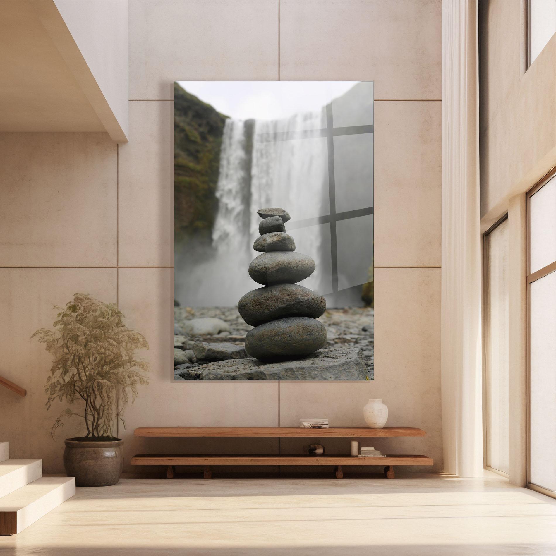 Стъклена картина Balanced Rocks Waterfall mockup 8