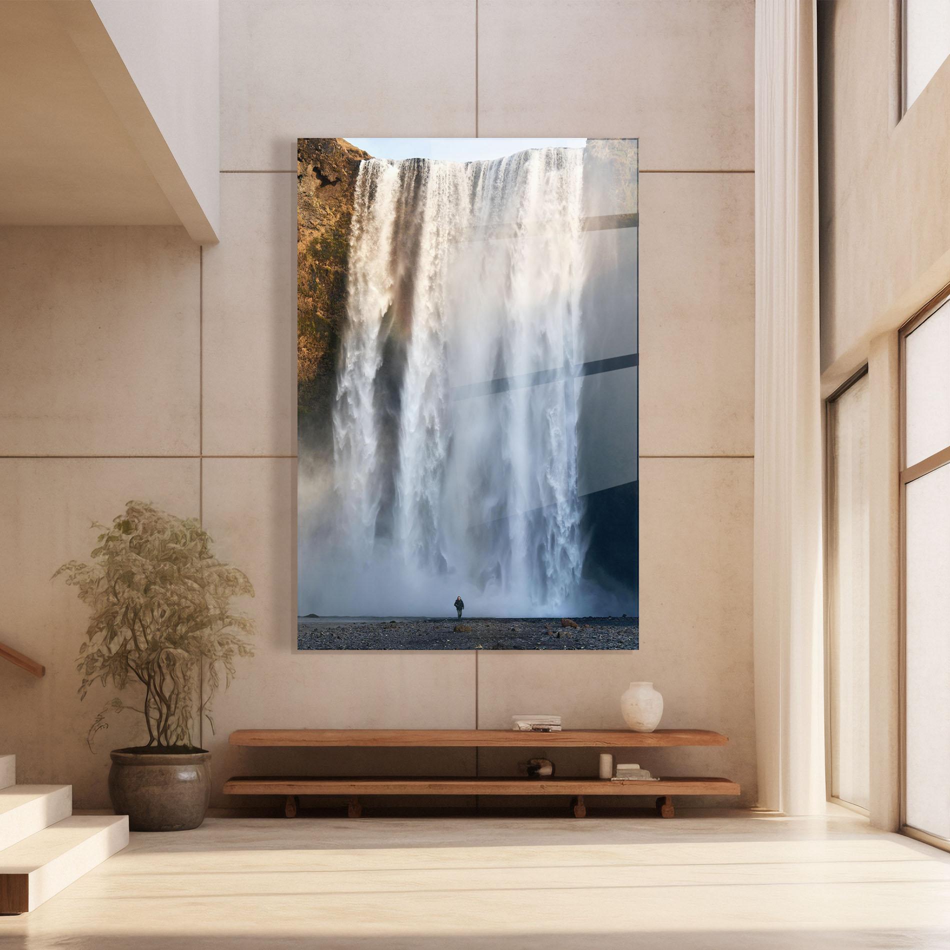 Стъклена картина Small Man Waterfall mockup 8
