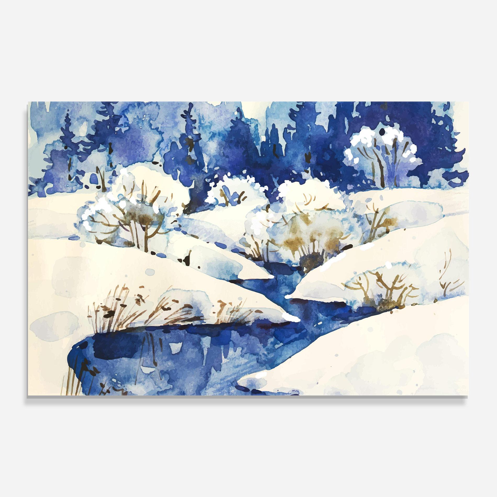 Стъклена картина Blue Trees Winter mockup 0