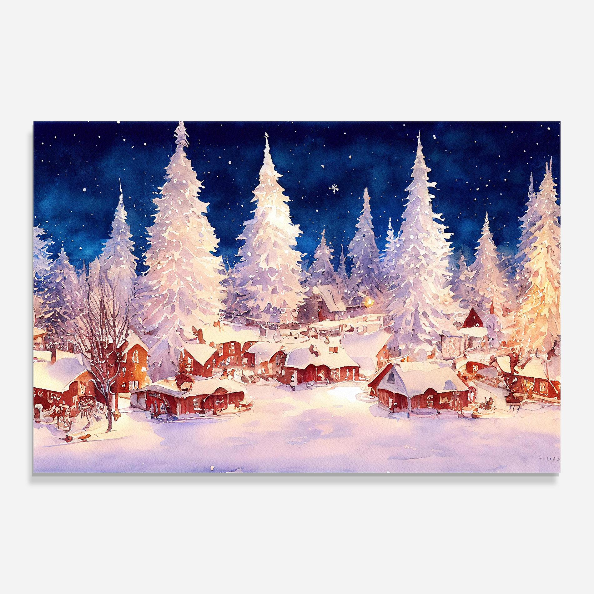 Стъклена картина Snow Falling Painting mockup 0