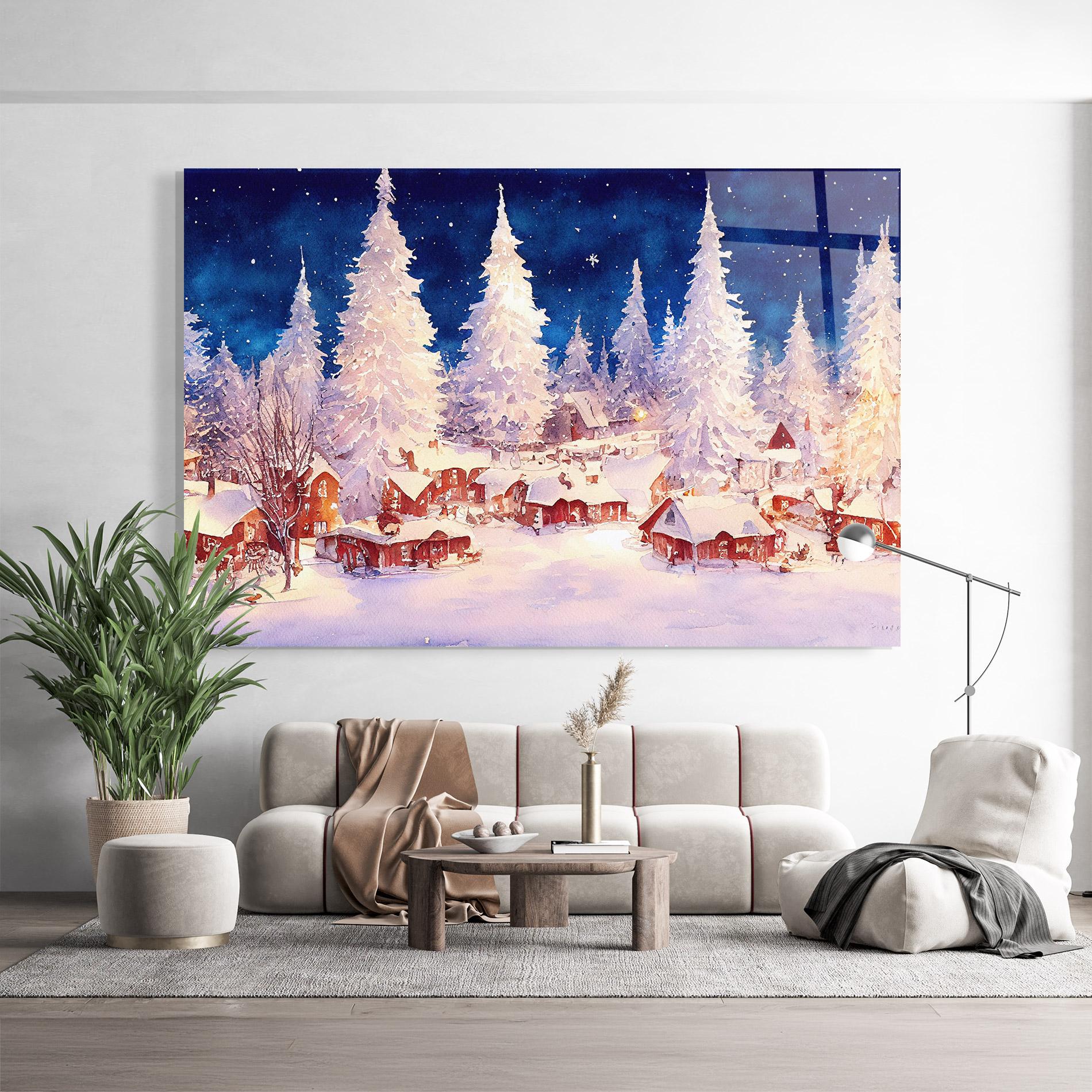 Стъклена картина Snow Falling Painting mockup 9