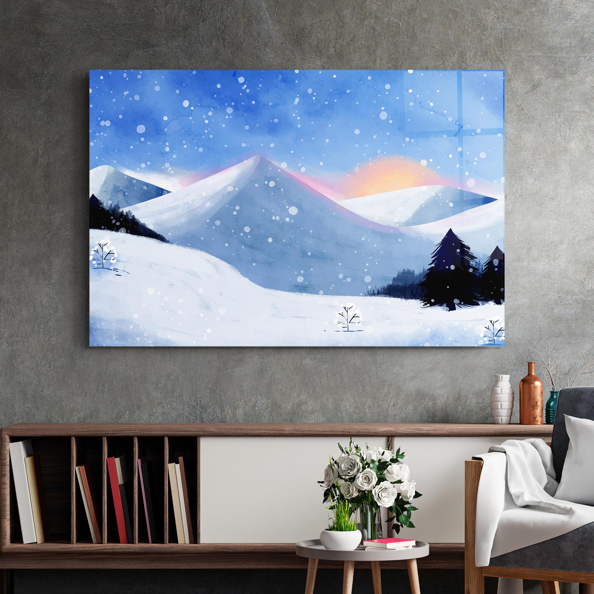 Стъклена картина Mountain Snow Art mockup 2