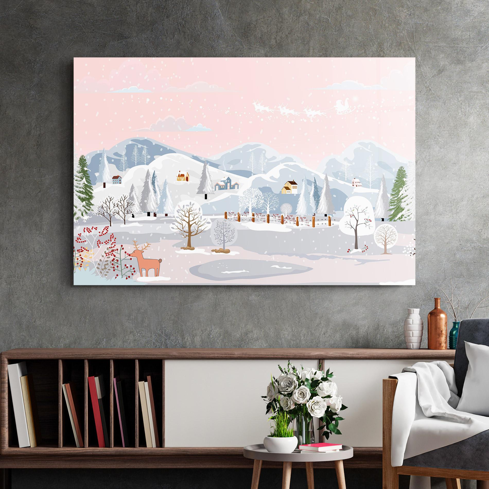 Стъклена картина Pink Sky Winter mockup 2