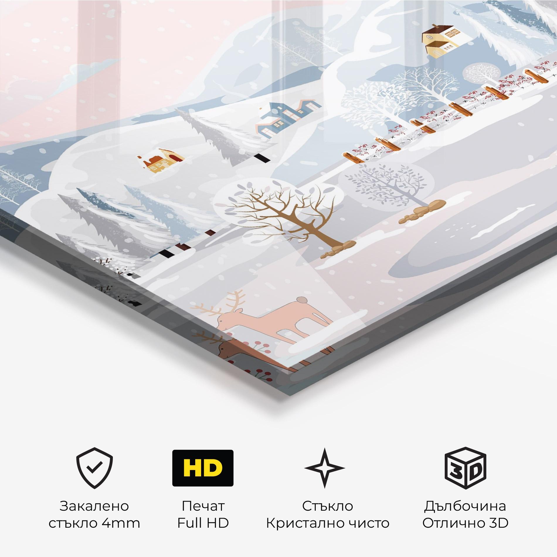 Стъклена картина Pink Sky Winter mockup 3