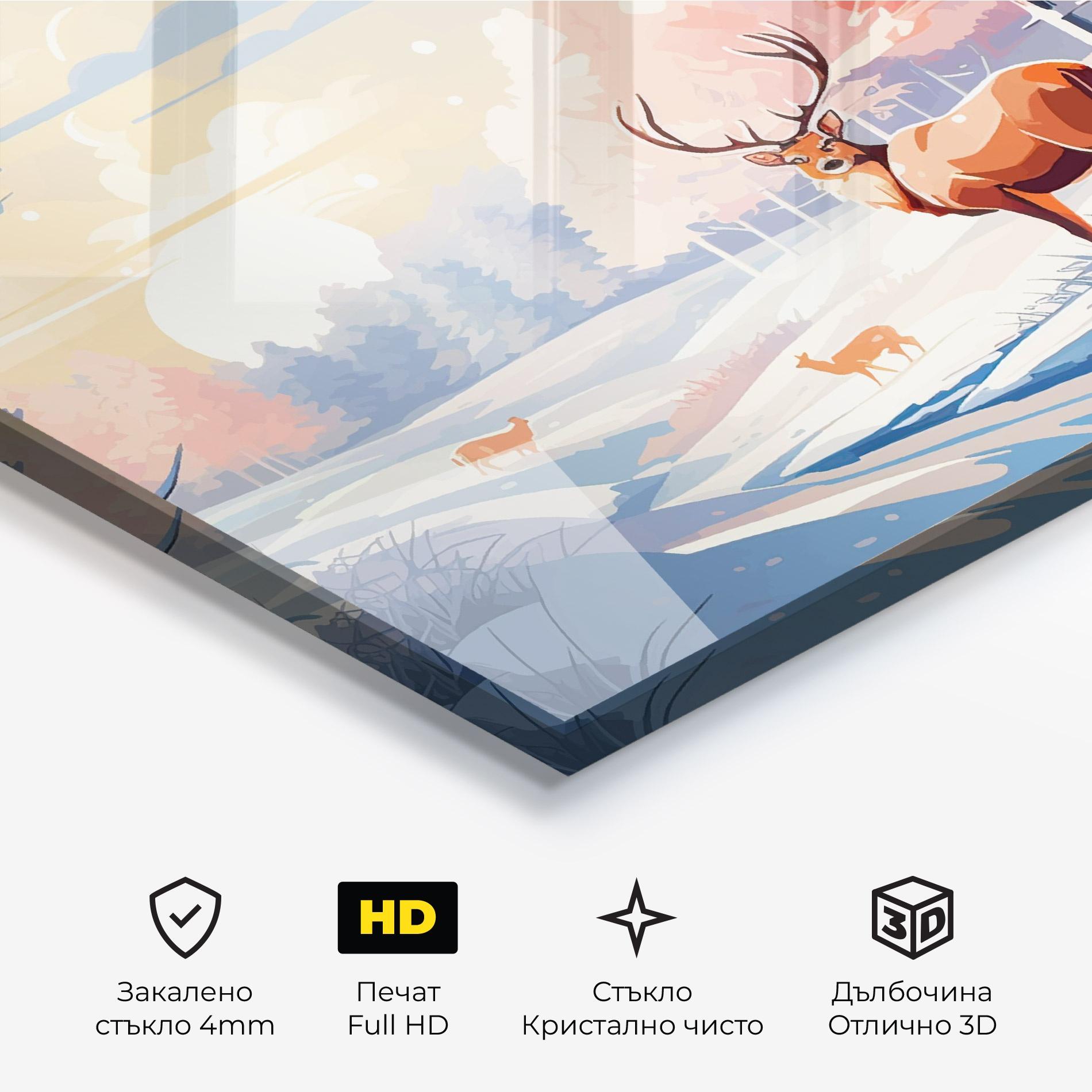 Стъклена картина Winter Deer Art mockup 3