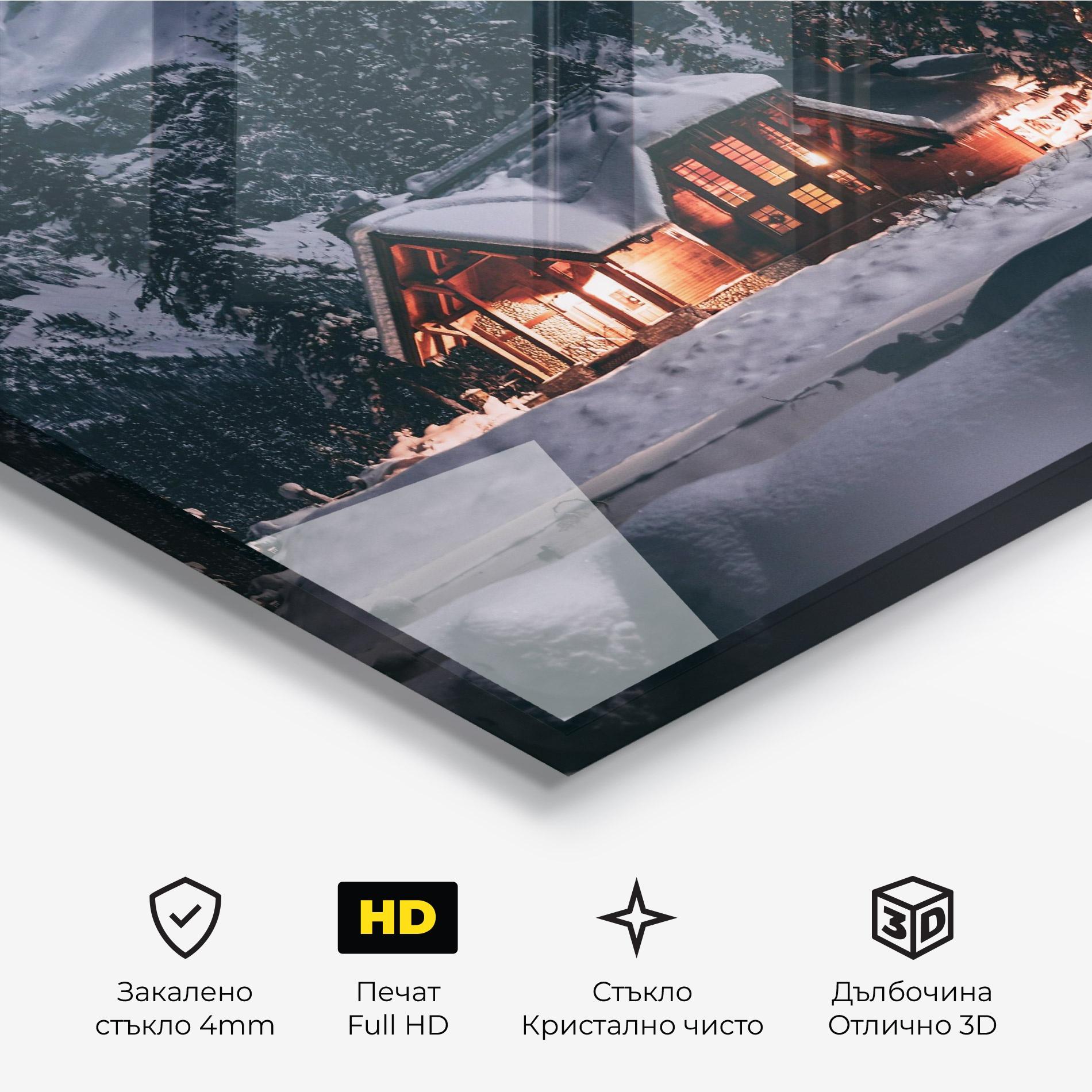 Стъклена картина Winter House mockup 3