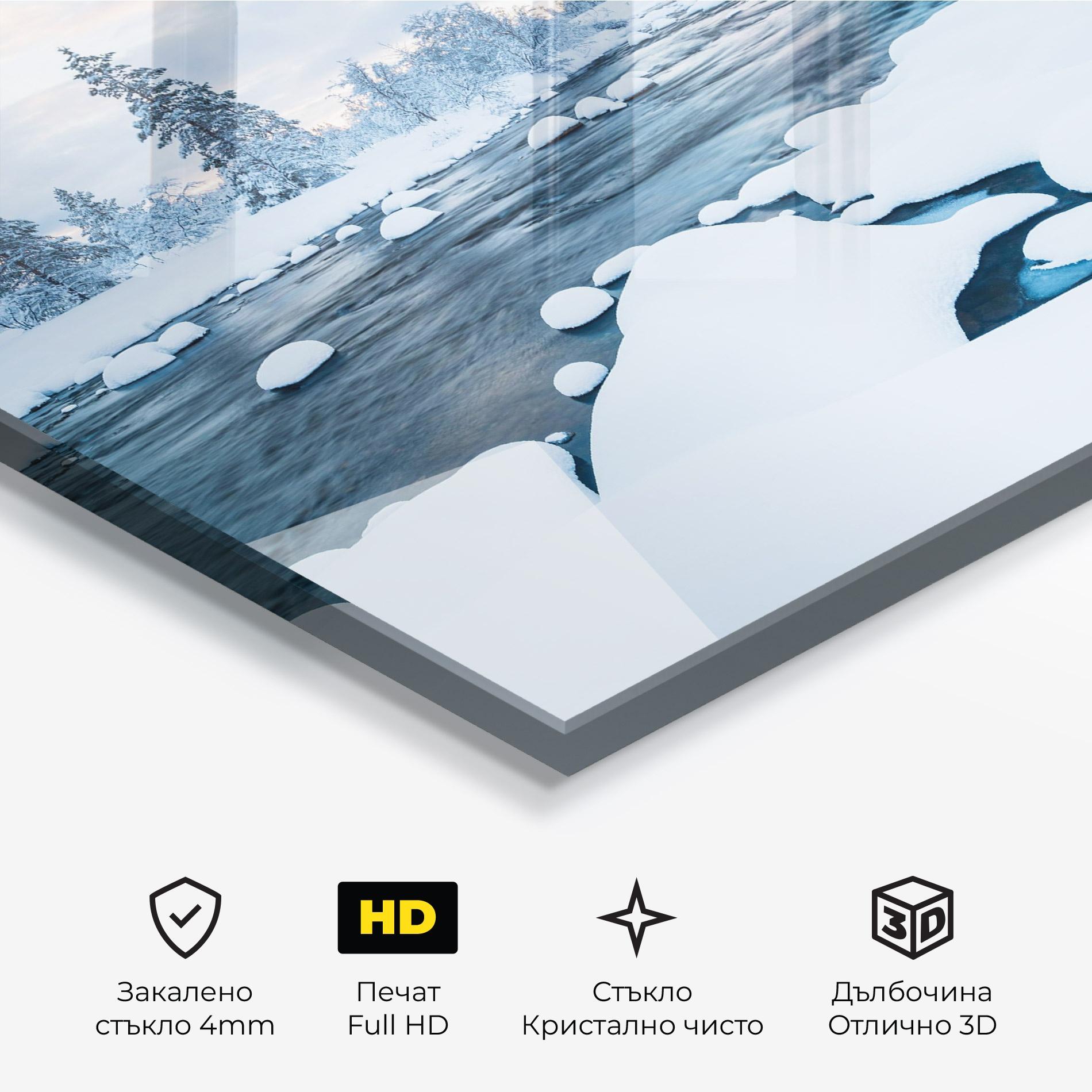 Стъклена картина Winter River mockup 3