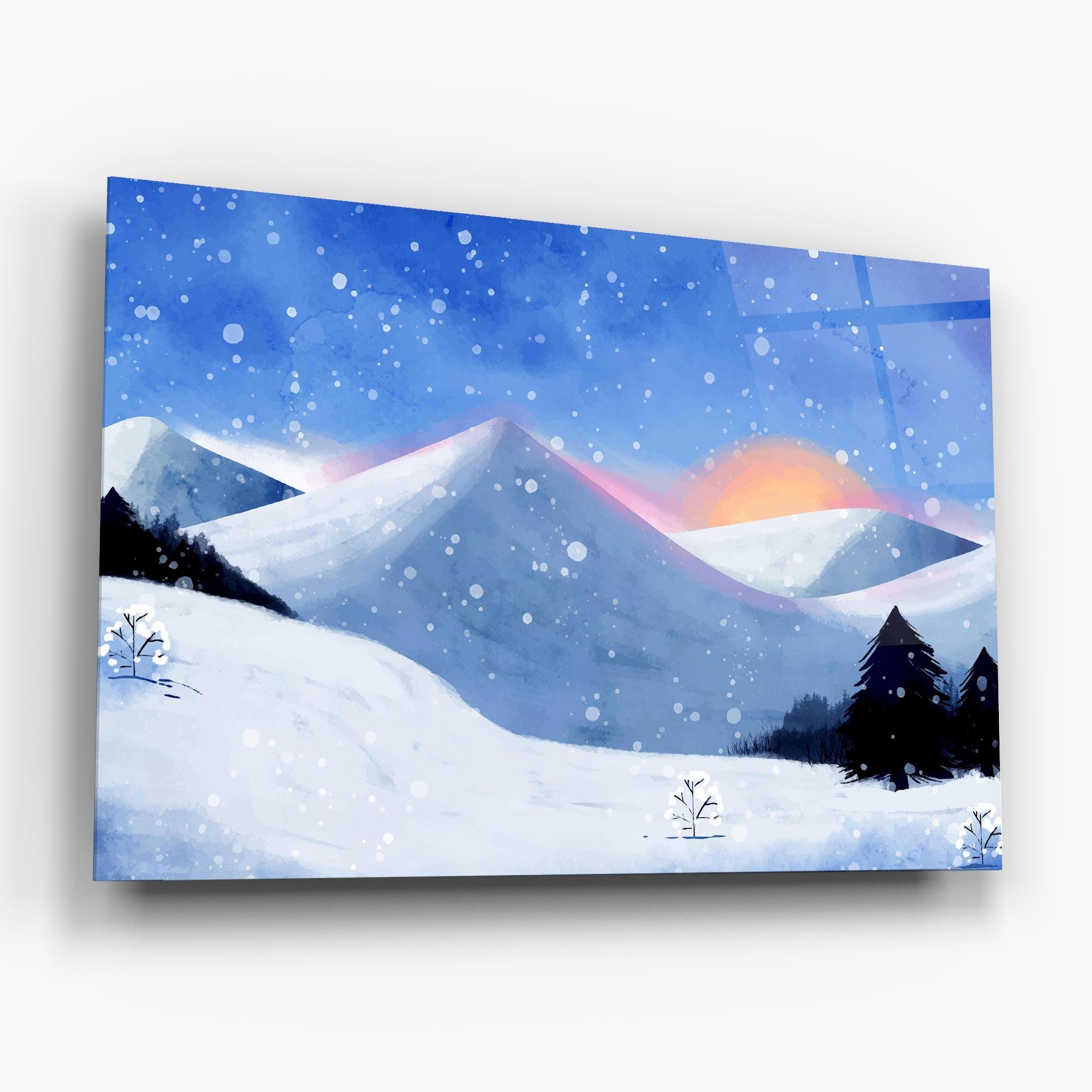 Стъклена картина Mountain Snow Art mockup 6