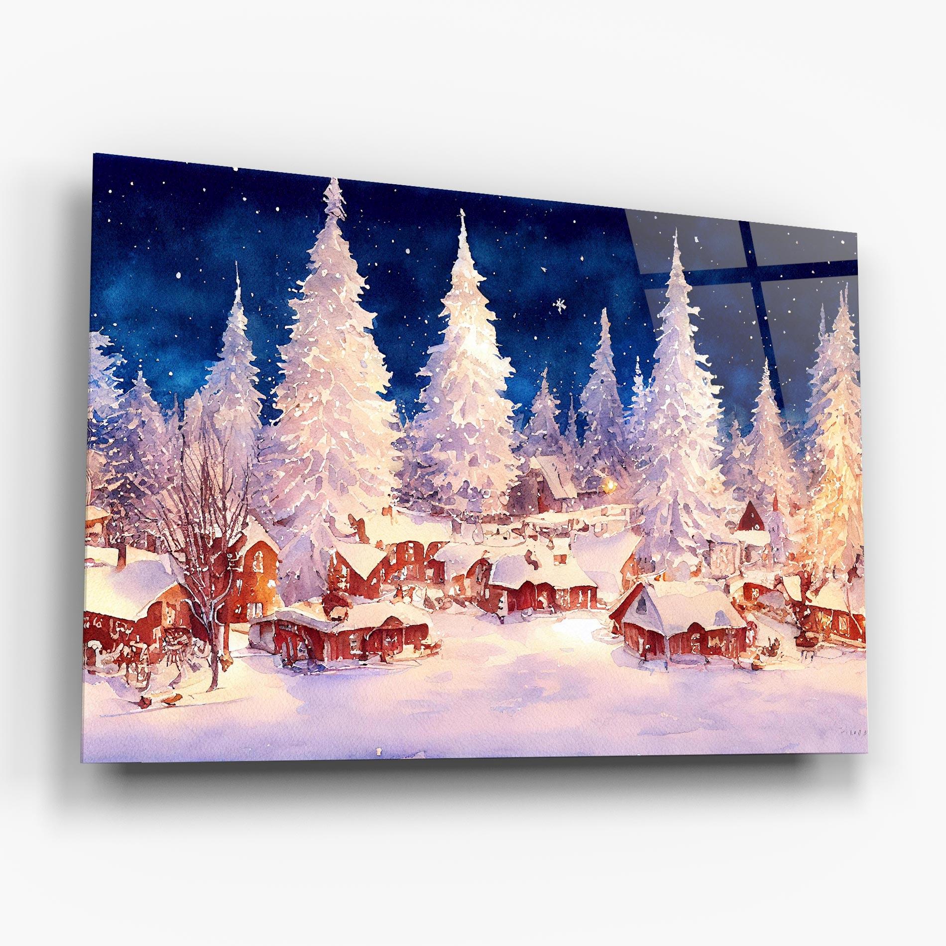 Стъклена картина Snow Falling Painting mockup 6