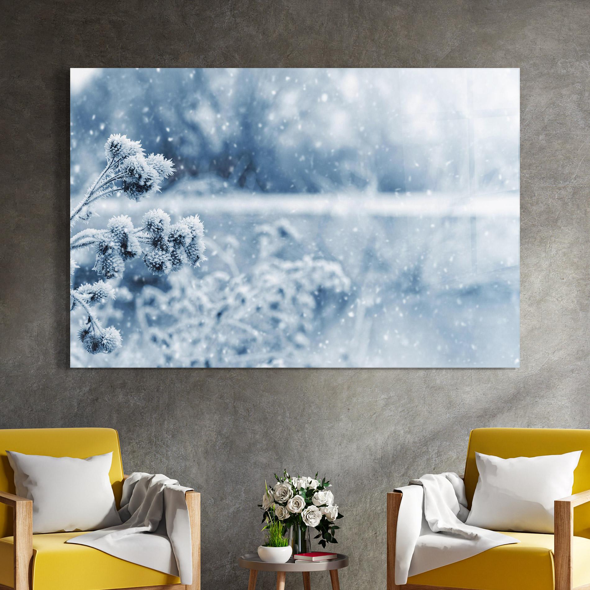 Стъклена картина Pretty Winter Plants mockup 4