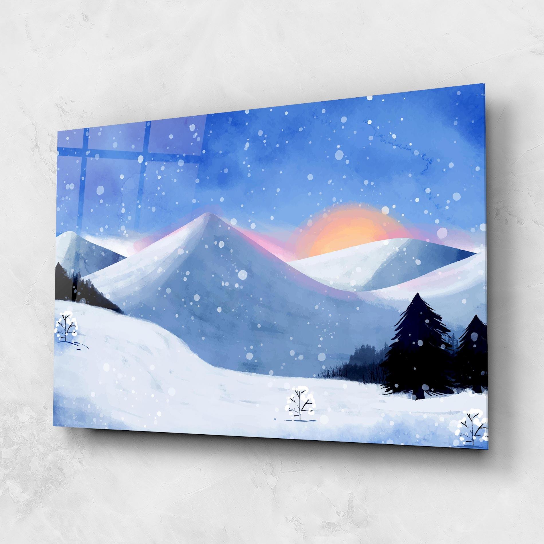 Стъклена картина Mountain Snow Art mockup 1