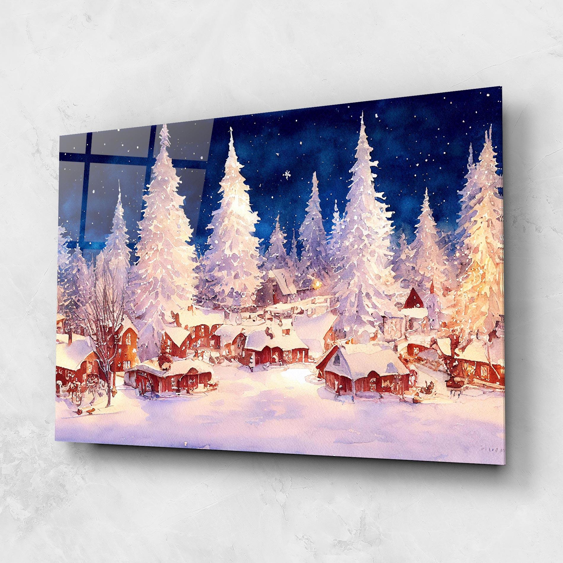 Стъклена картина Snow Falling Painting mockup 1