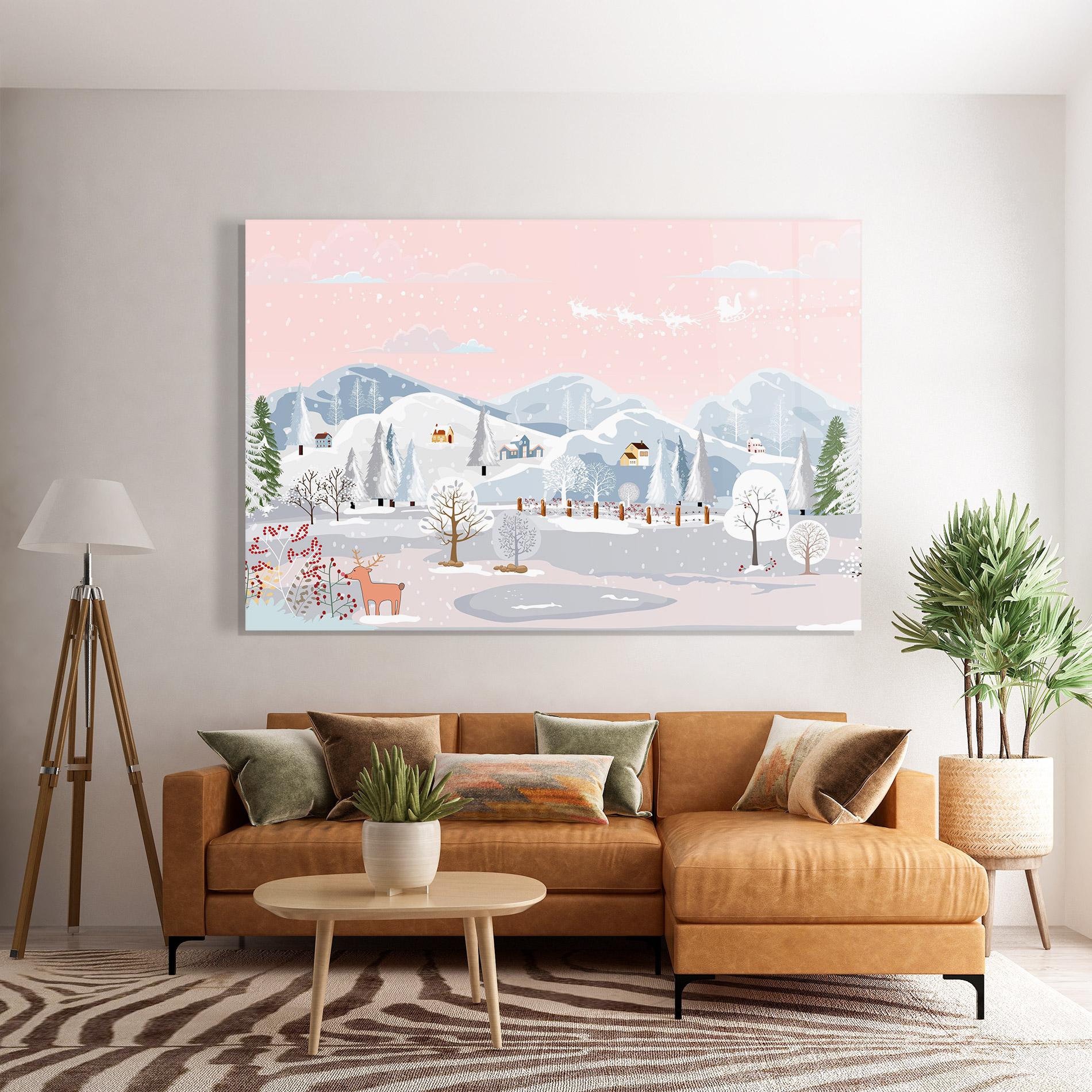 Стъклена картина Pink Sky Winter mockup 7