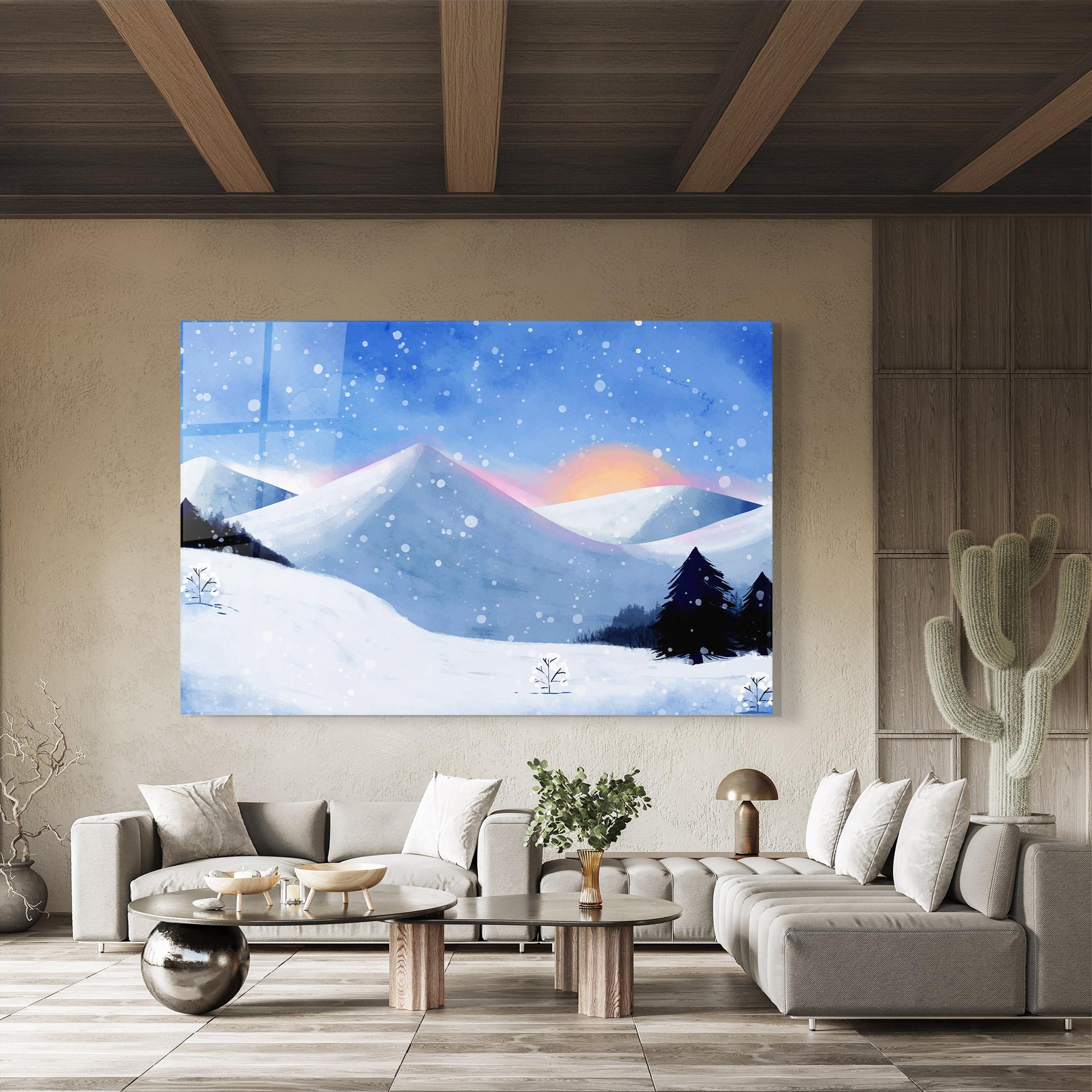 Стъклена картина Mountain Snow Art mockup 8