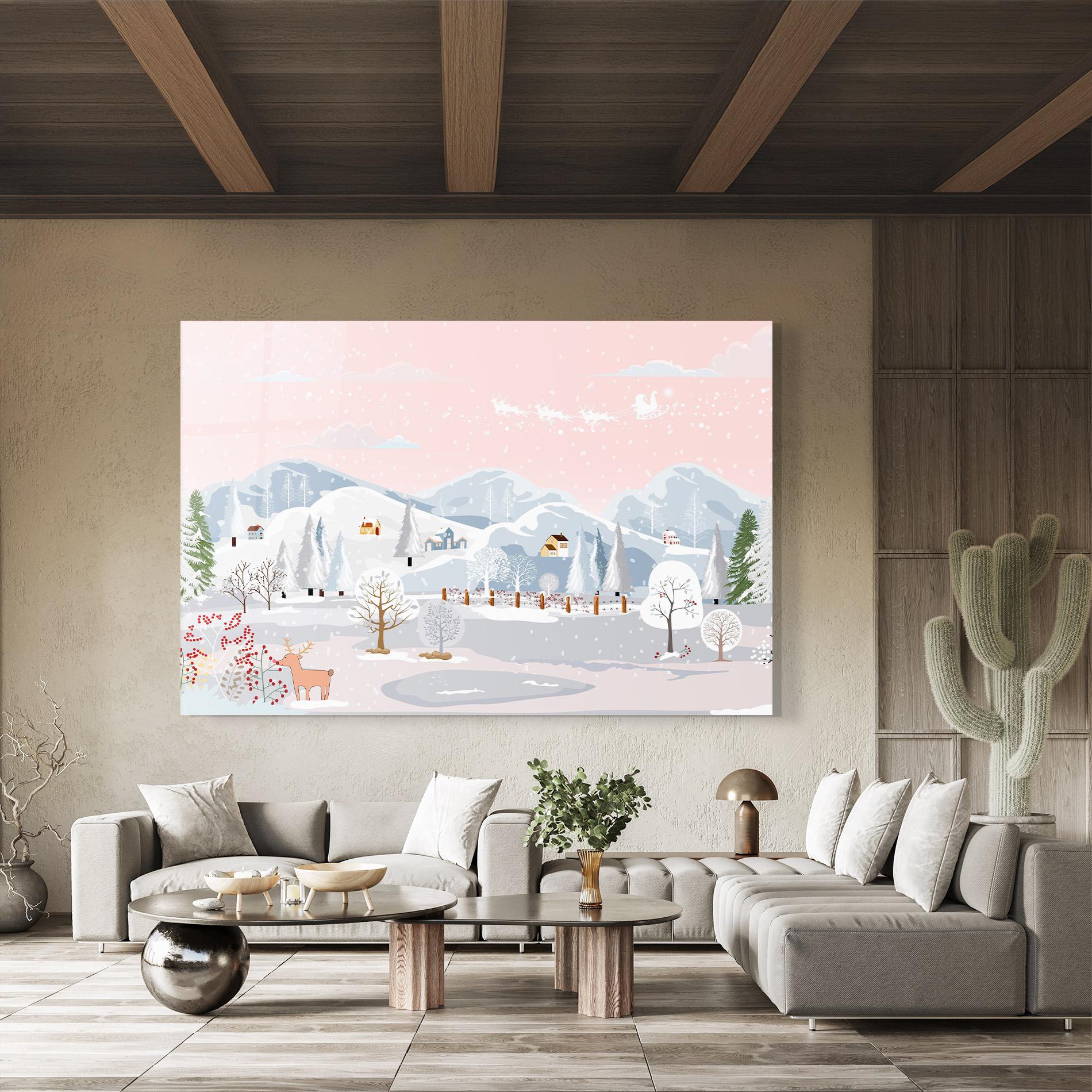 Стъклена картина Pink Sky Winter mockup 8