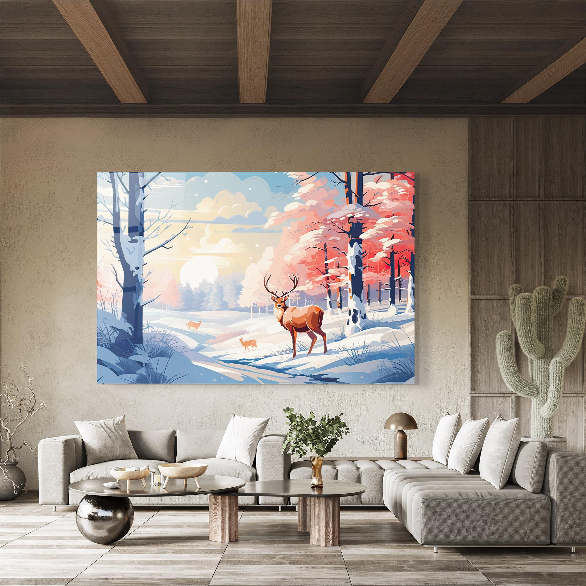 Стъклена картина Winter Deer Art mockup 8