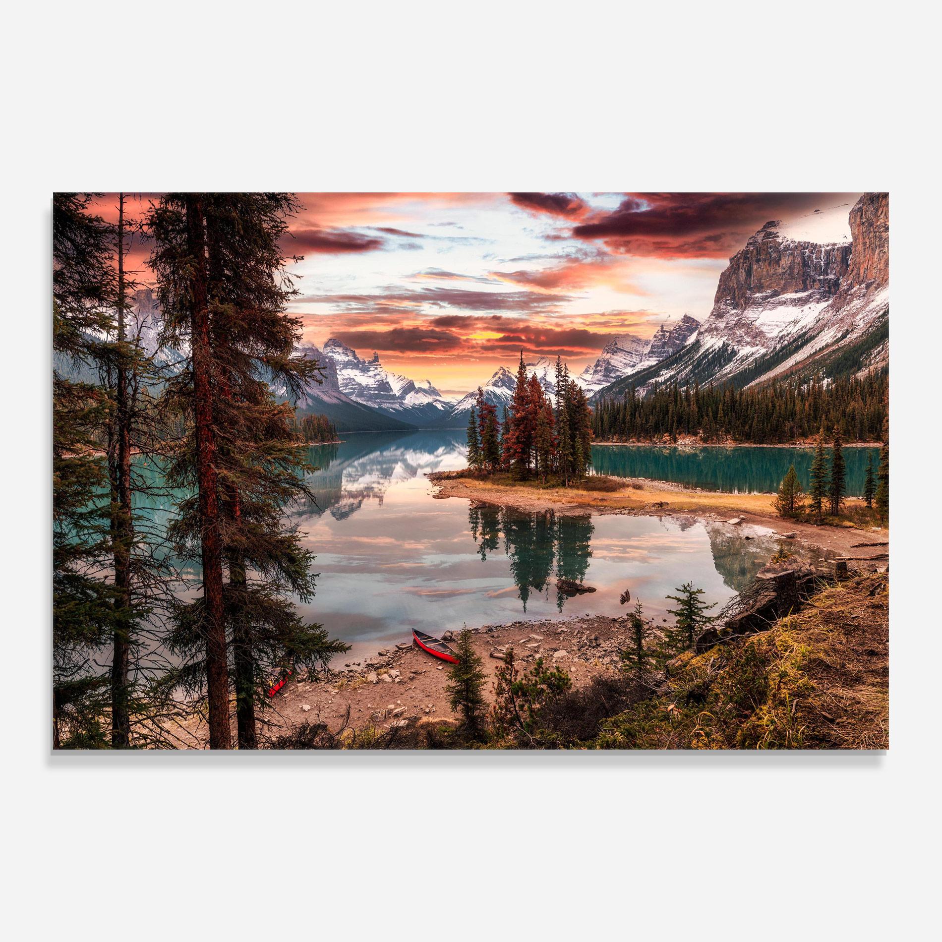 Стъклена картина Sunset Lake View mockup 0