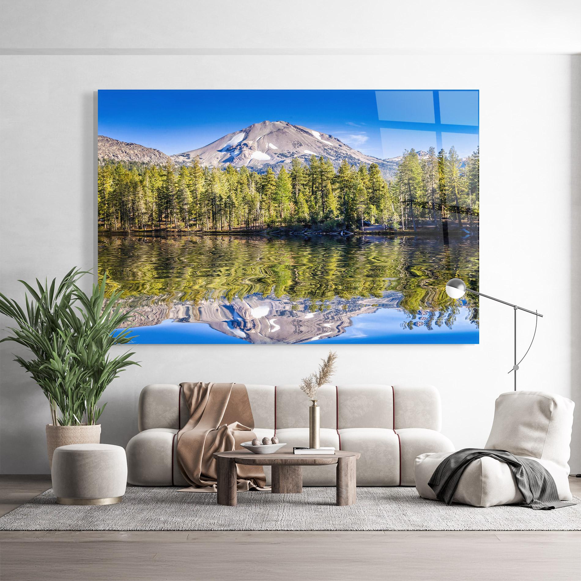 Стъклена картина Green Tree Lake mockup 9