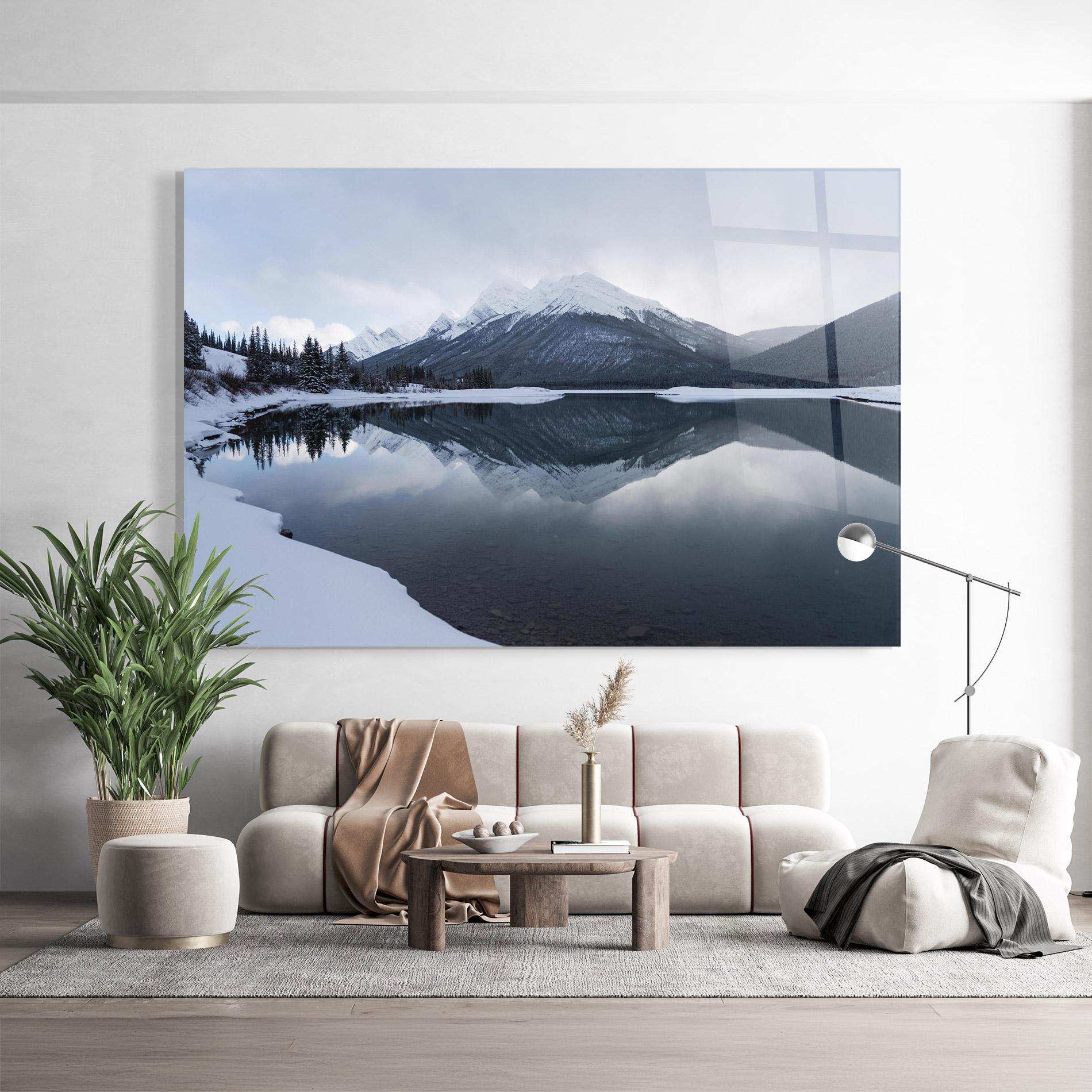 Стъклена картина Grey Lake mockup 9