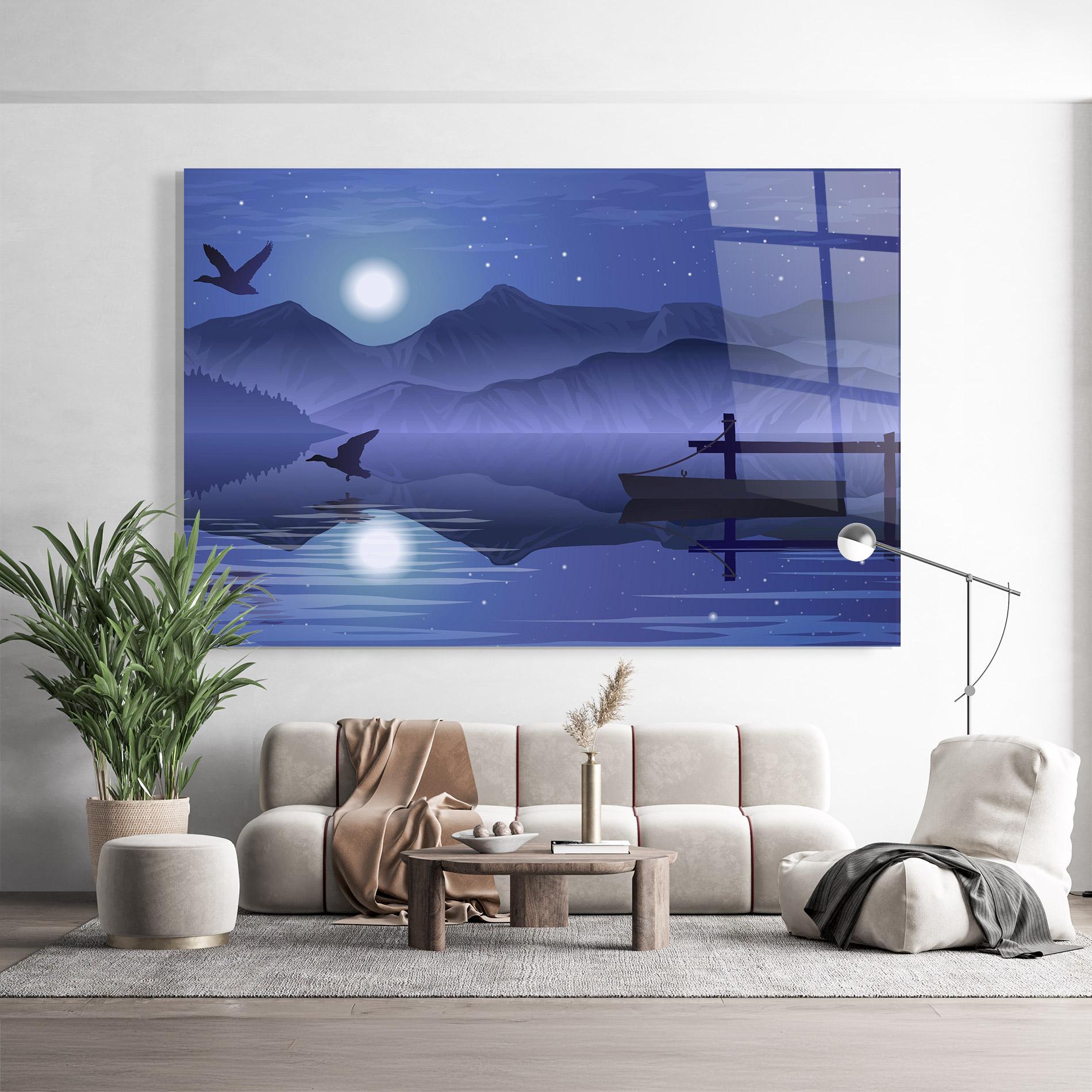 Стъклена картина Lake Purple Night mockup 9