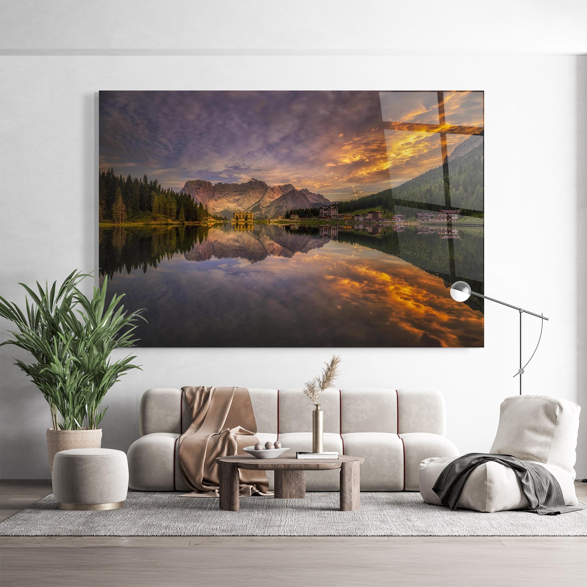 Стъклена картина Misurina Sunset mockup 9