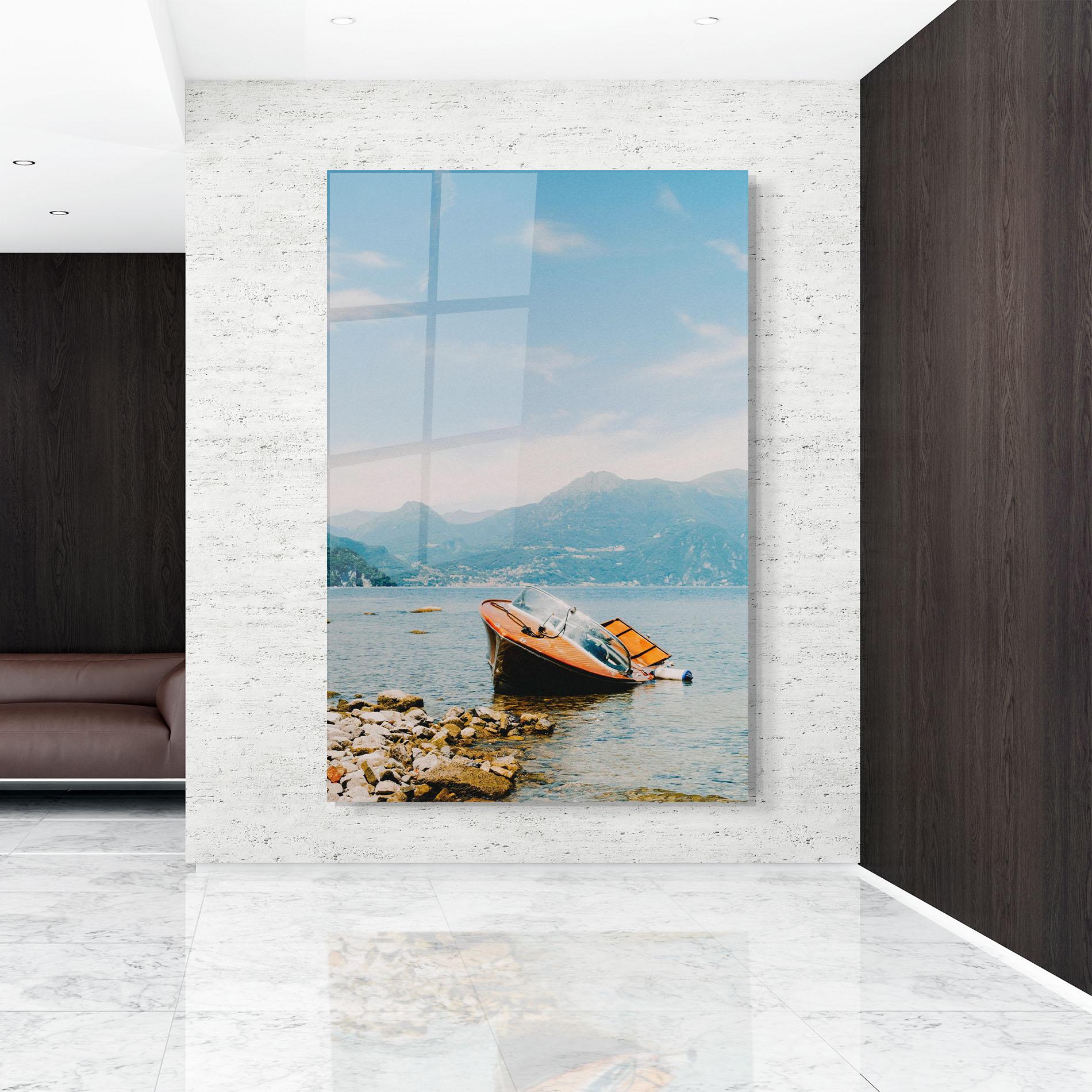 Стъклена картина Boat On The Lake mockup 9