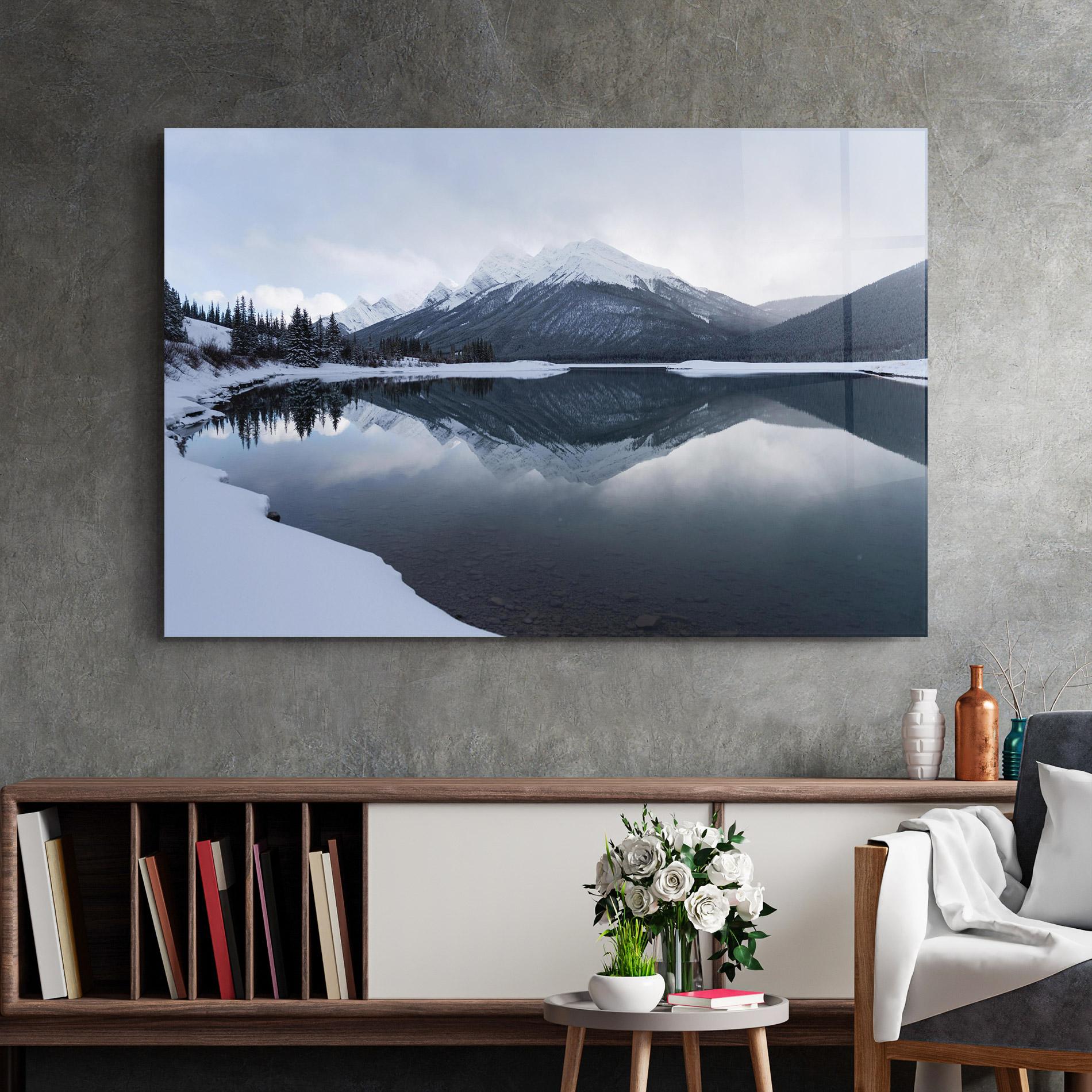 Стъклена картина Grey Lake mockup 2