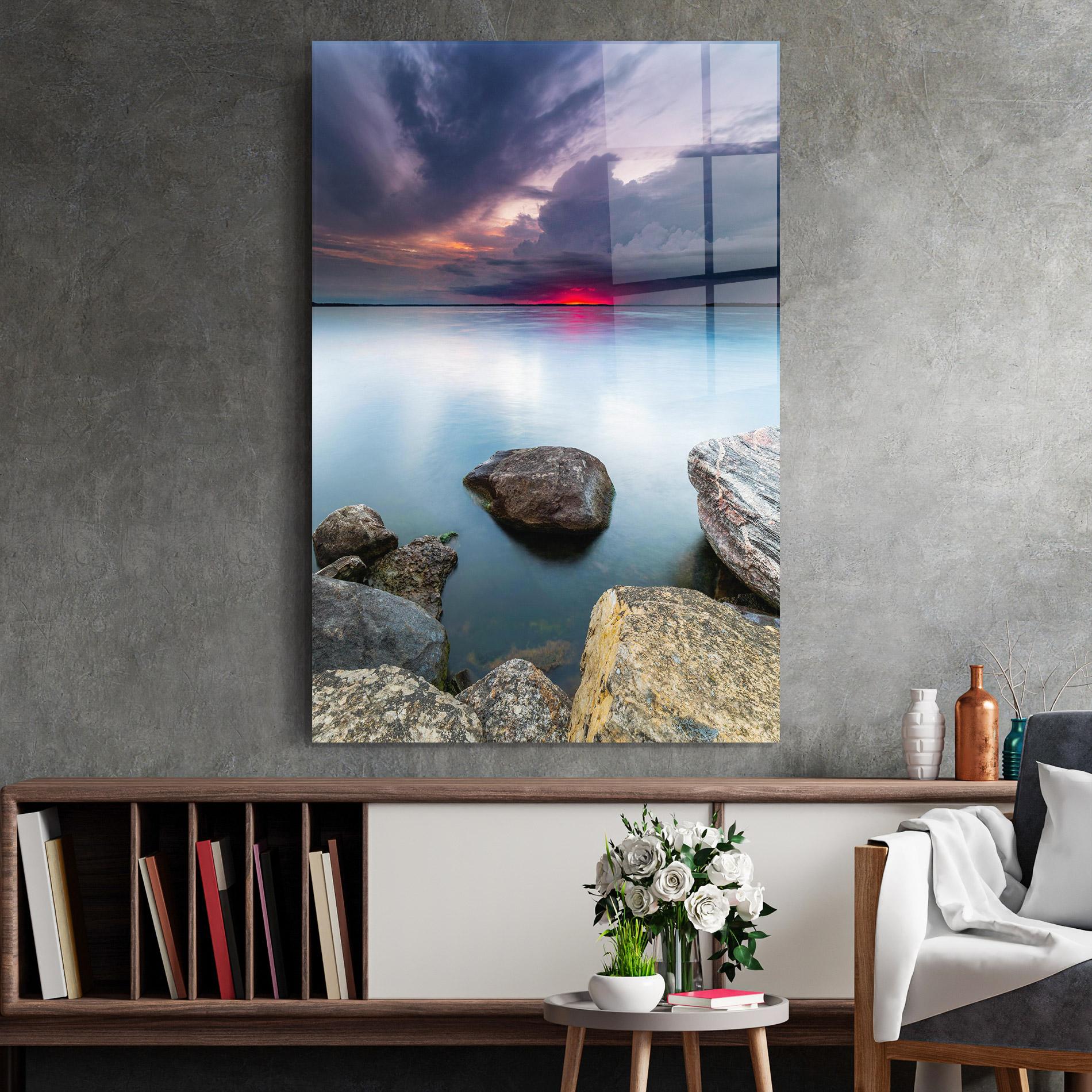 Стъклена картина Lake Sunset mockup 2