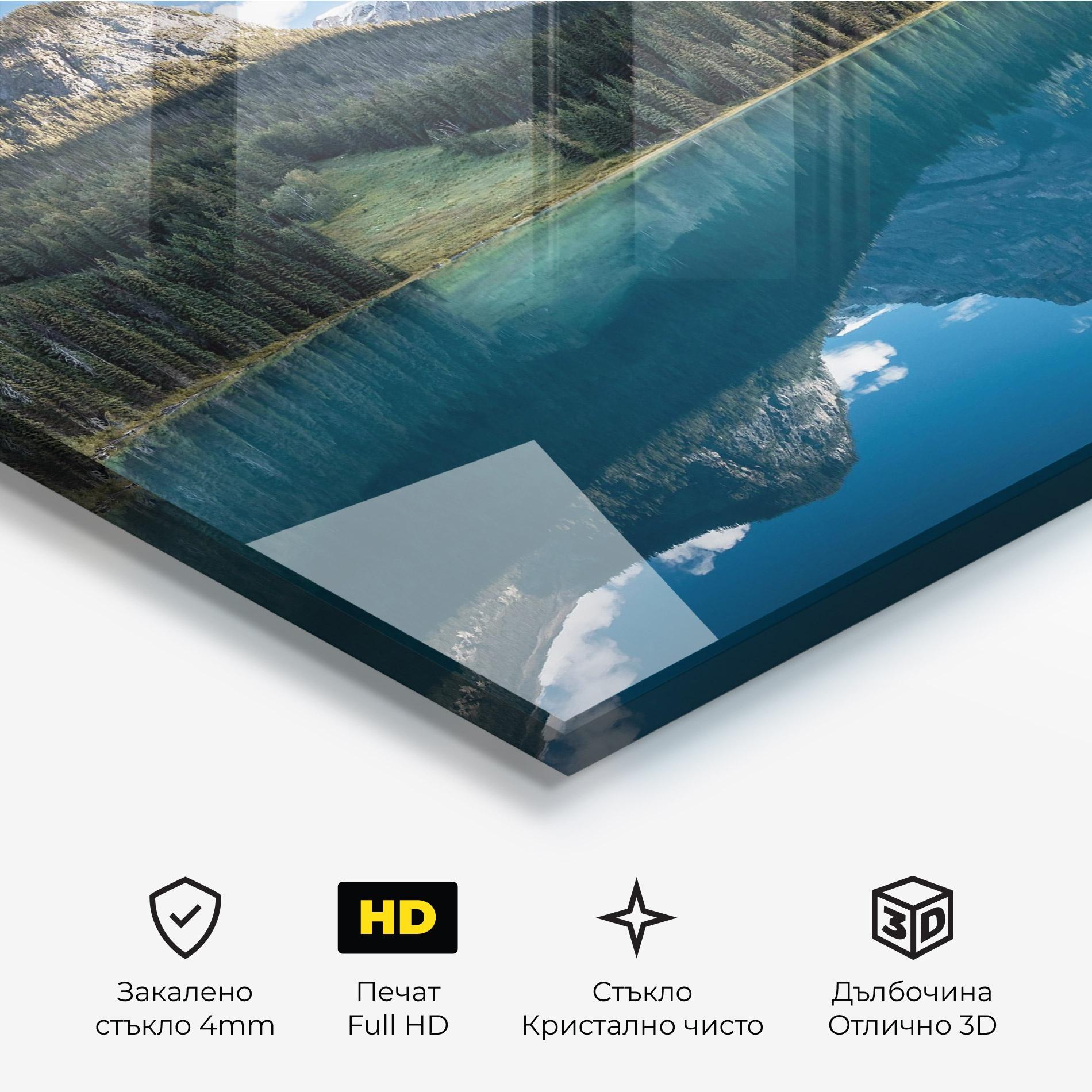 Стъклена картина Beautiful Emerald Lake mockup 3