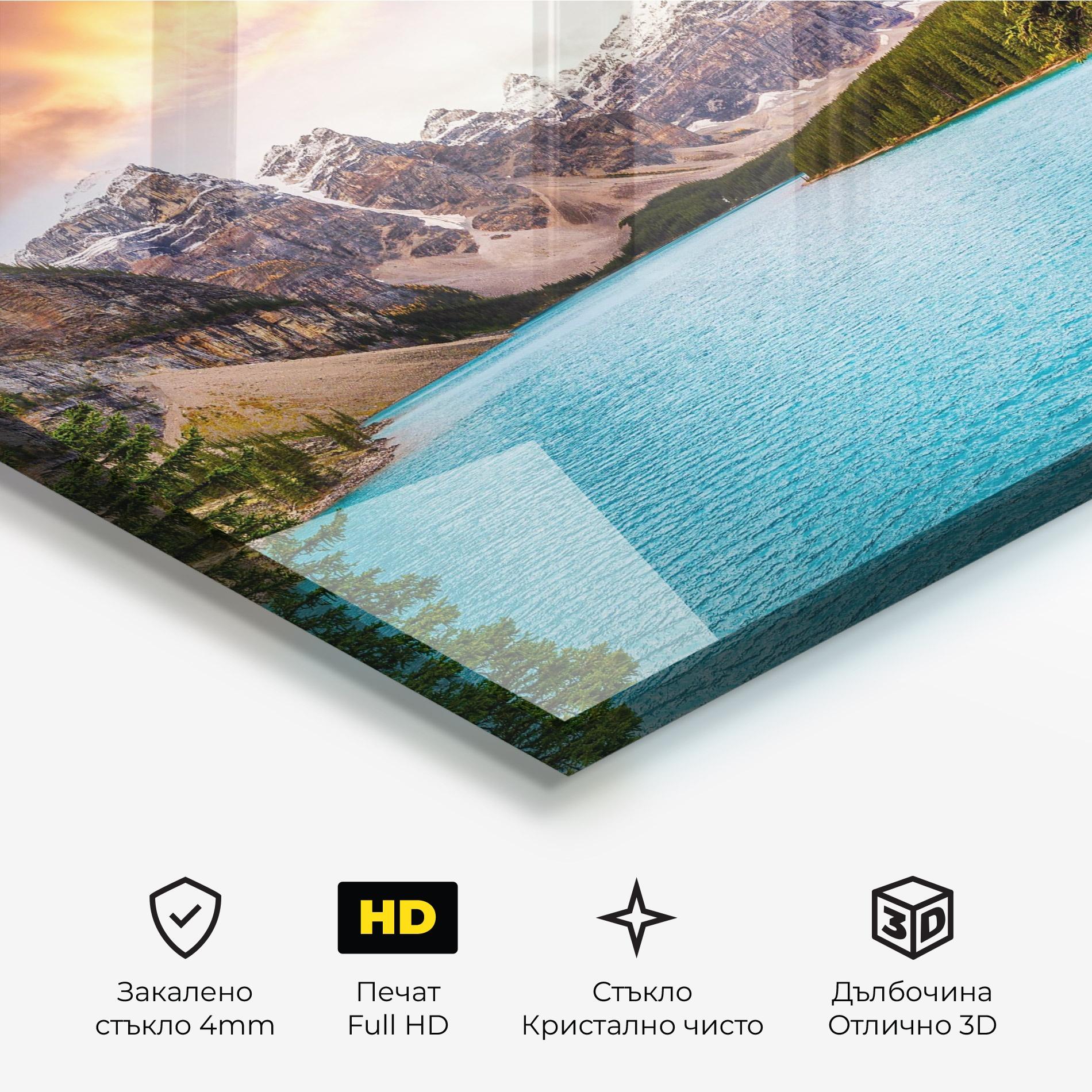 Стъклена картина Blue Magic Lake mockup 3