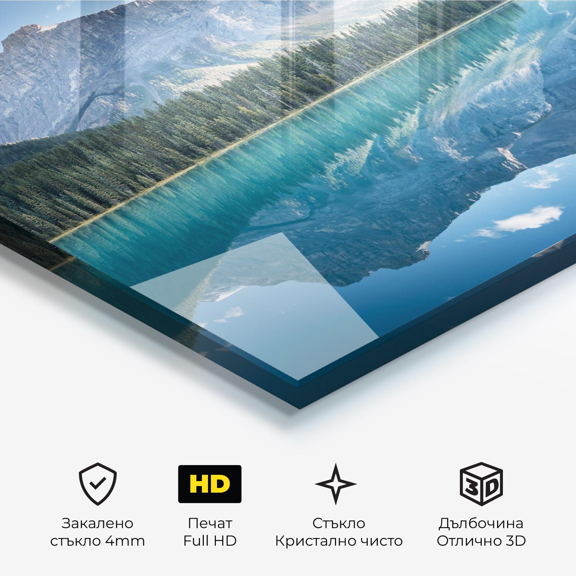 Стъклена картина Blue Mountain Lake mockup 3